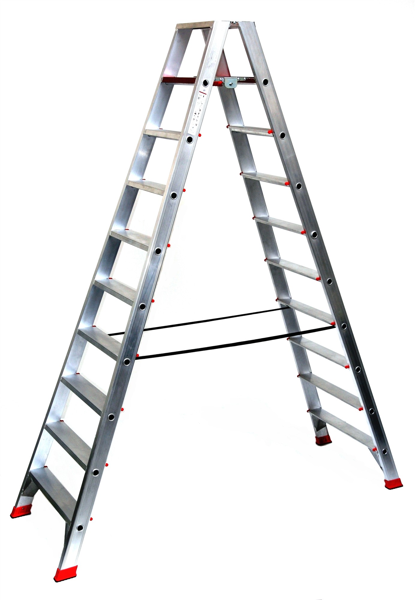 Stehleiter 2x10 Stufen Profi Länge 275cm 275x75x23cm Alu SZAGATO Stufenleiter Standleiter Haushaltsleiter Bockleiter Doppelstufenleiter Malerleiter