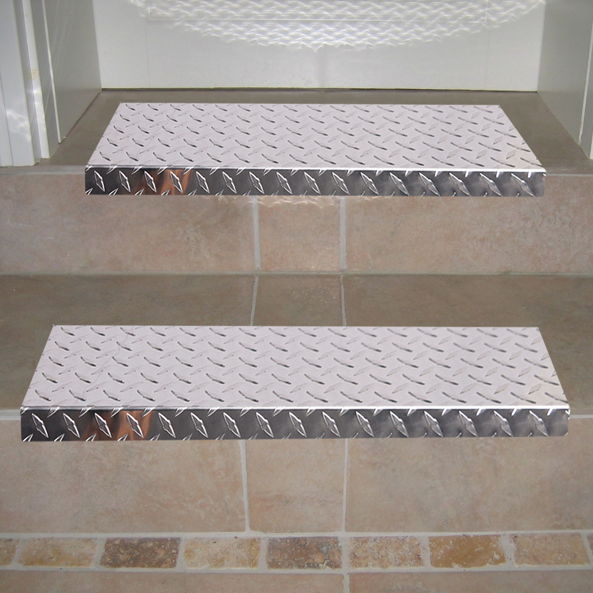 Stufenmatten aus Aluminium glänzend eckig 60x18cm SET= 3 Stück SZAGATO Treppenmatte Treppenmatte Stufenmatte Stufenmatten Aluminium ALU Metall