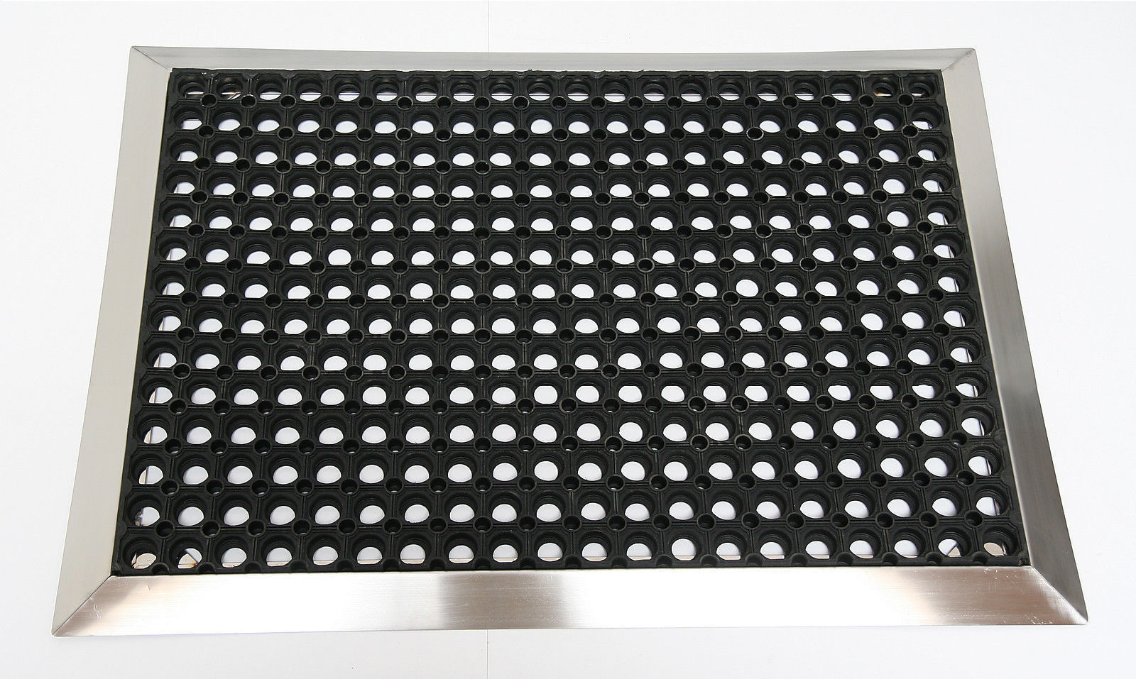 Edelstahlrahmen mit Fußmatte Ringgummi 110x60cm Gr. 3 SZAGATO Made in Germany Schuhabstreifer Edelstahl außen Fußabtreter Schmutzfangmatte