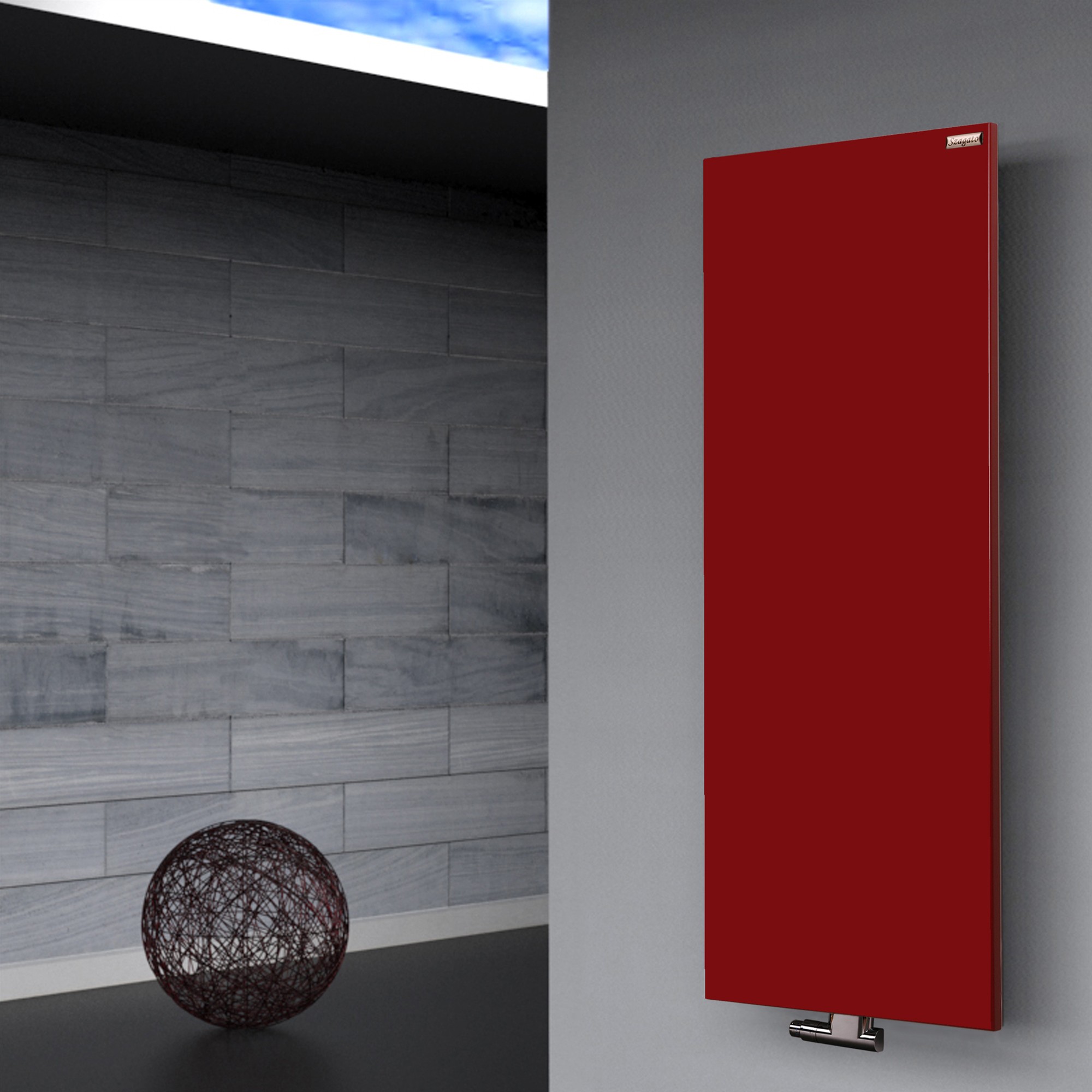 BADHEIZKÖRPER Design Mirror Steel 2 120x47cm 799 Watt rot SZAGATO Designheizkörper Handtuchheizkörper mit Mittelanschluss Handtuchwärmer