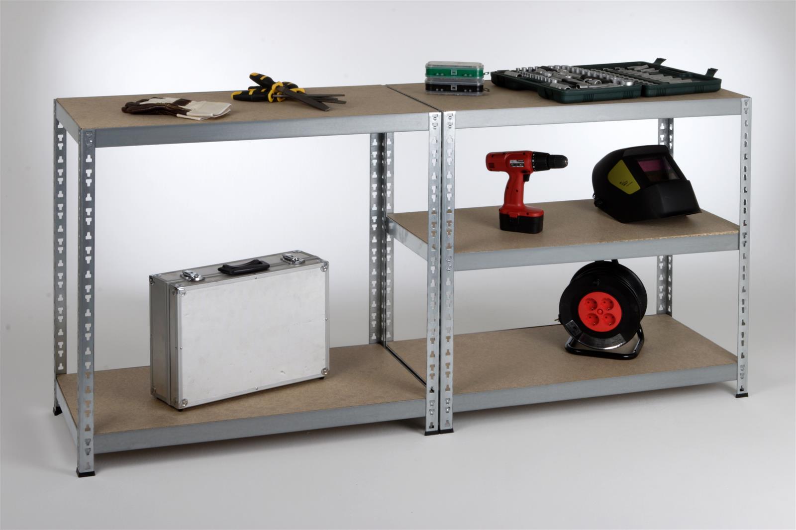 Werkbank-Regal 175 kg Profi II 90x180x60cm verzinkt SZAGATO Werkbank als Regal Werkbänk Metallregal Fachbodenregal Lagerregal Regalsystem