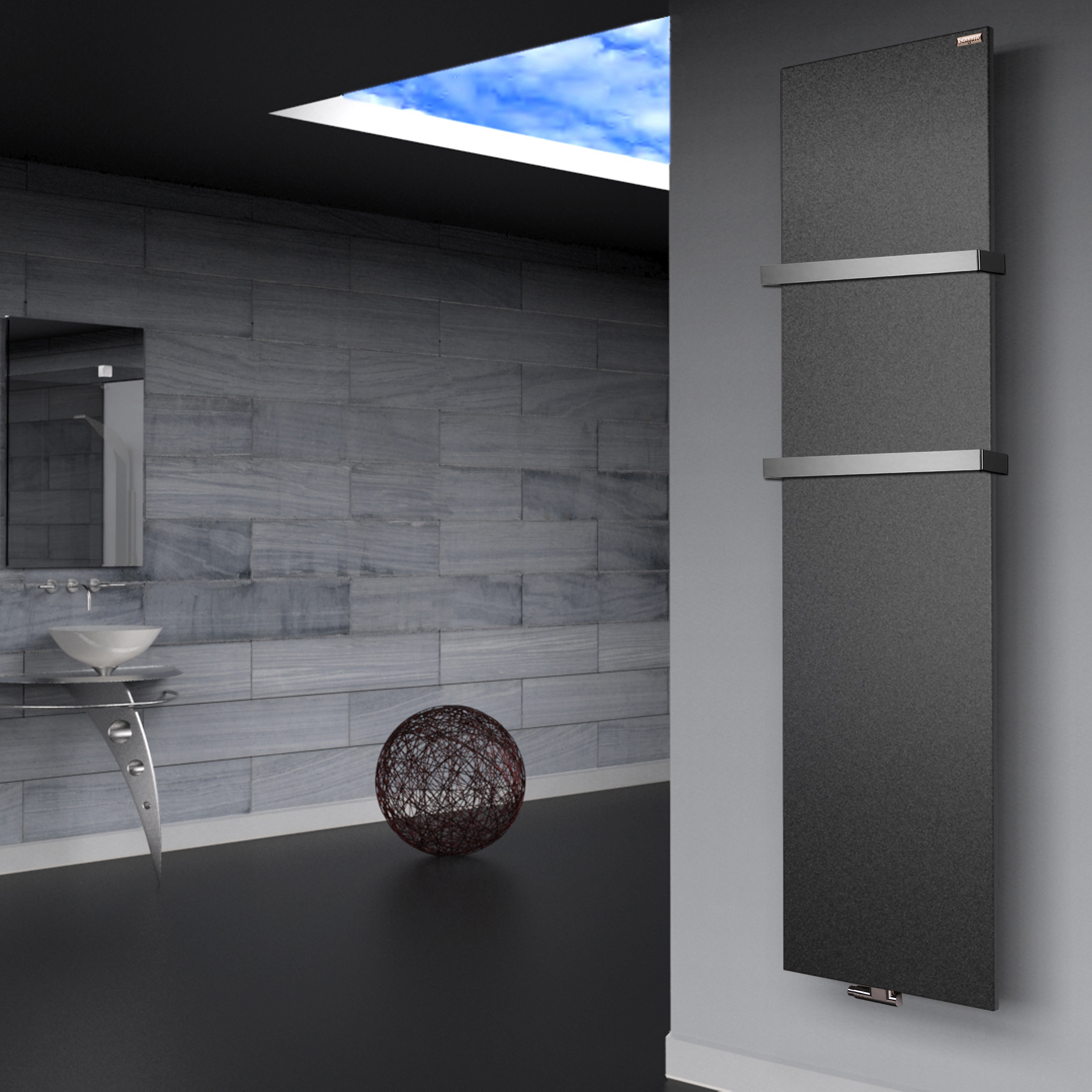 BADHEIZKÖRPER Design Mirror Steel 3 180x47cm 1118 Watt anthrazit - moonstone (+2 Halter 30mm) SZAGATO Designheizkörper Mittelanschluss Handtuchwärmer