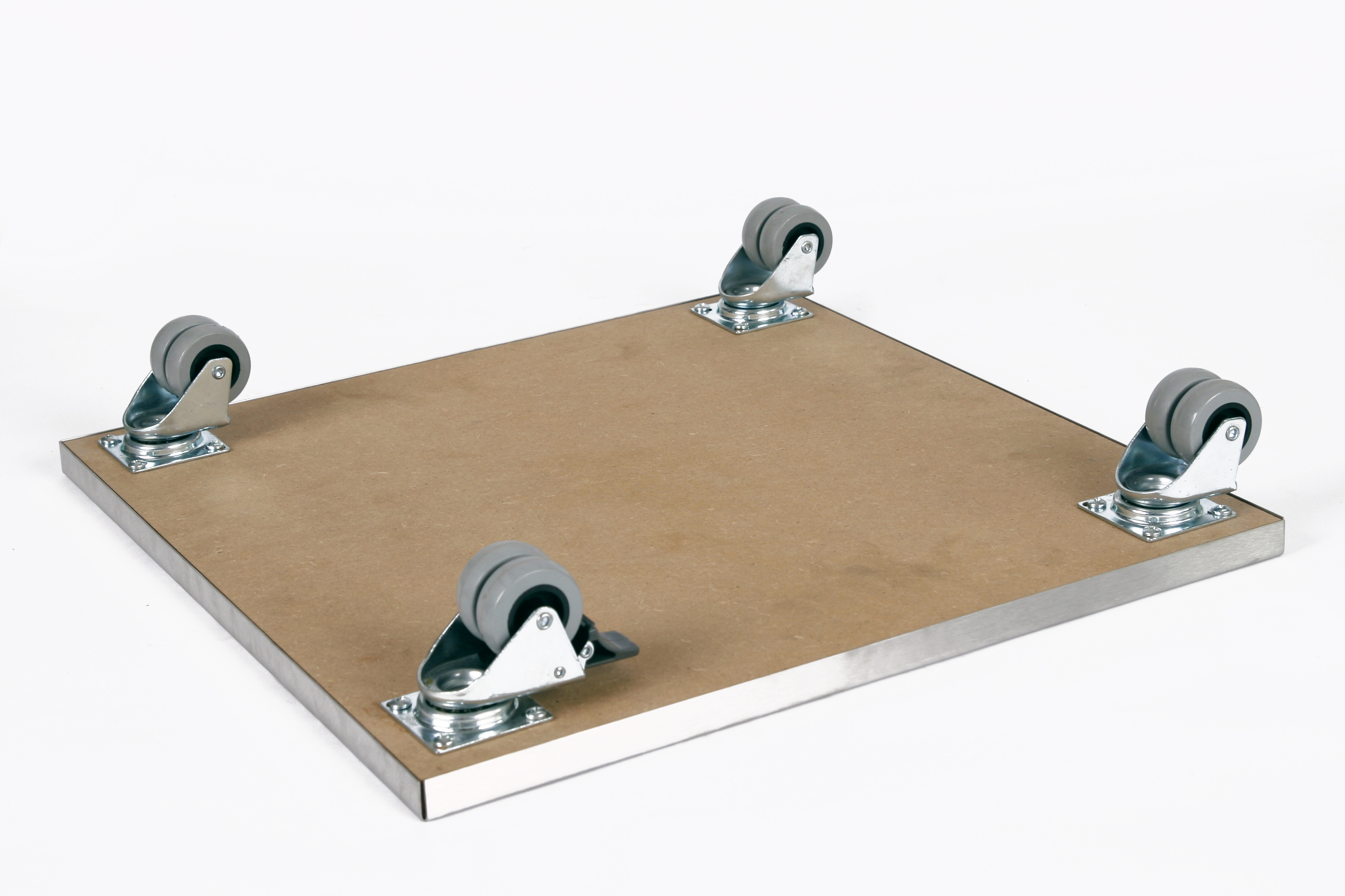 Rollbrett Pflanzenroller 30x30cm Edelstahl 300kg Doppelrollen + Bremse SZAGATO Made in Germany Blumenuntersetzer Möbelroller Outdoor Blumenroller