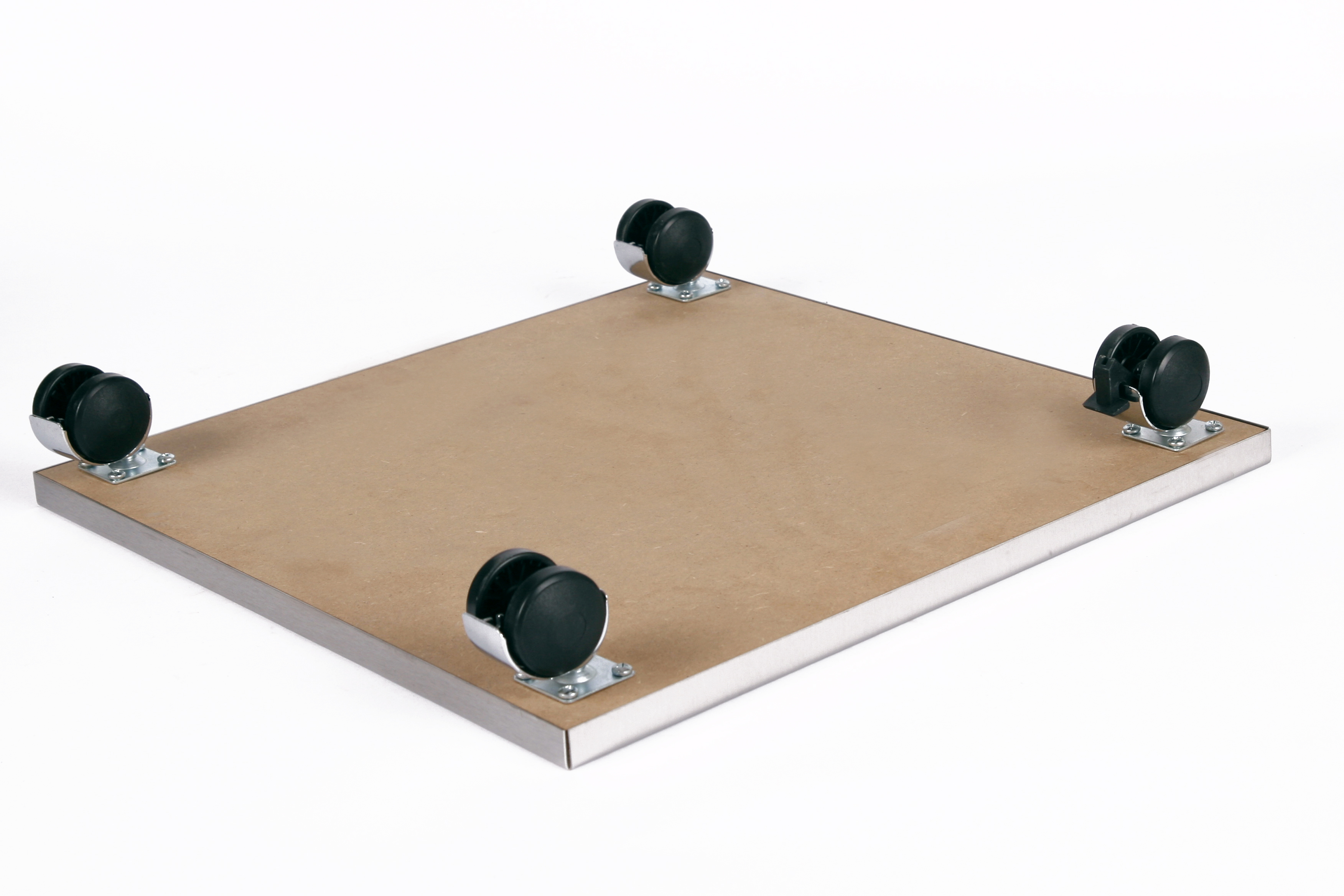 Rollbrett Pflanzenroller 40x40cm Edelstahl 120kg Chromrollen + Bremse SZAGATO Made in Germany Blumenuntersetzer Möbelroller Outdoor Blumenroller