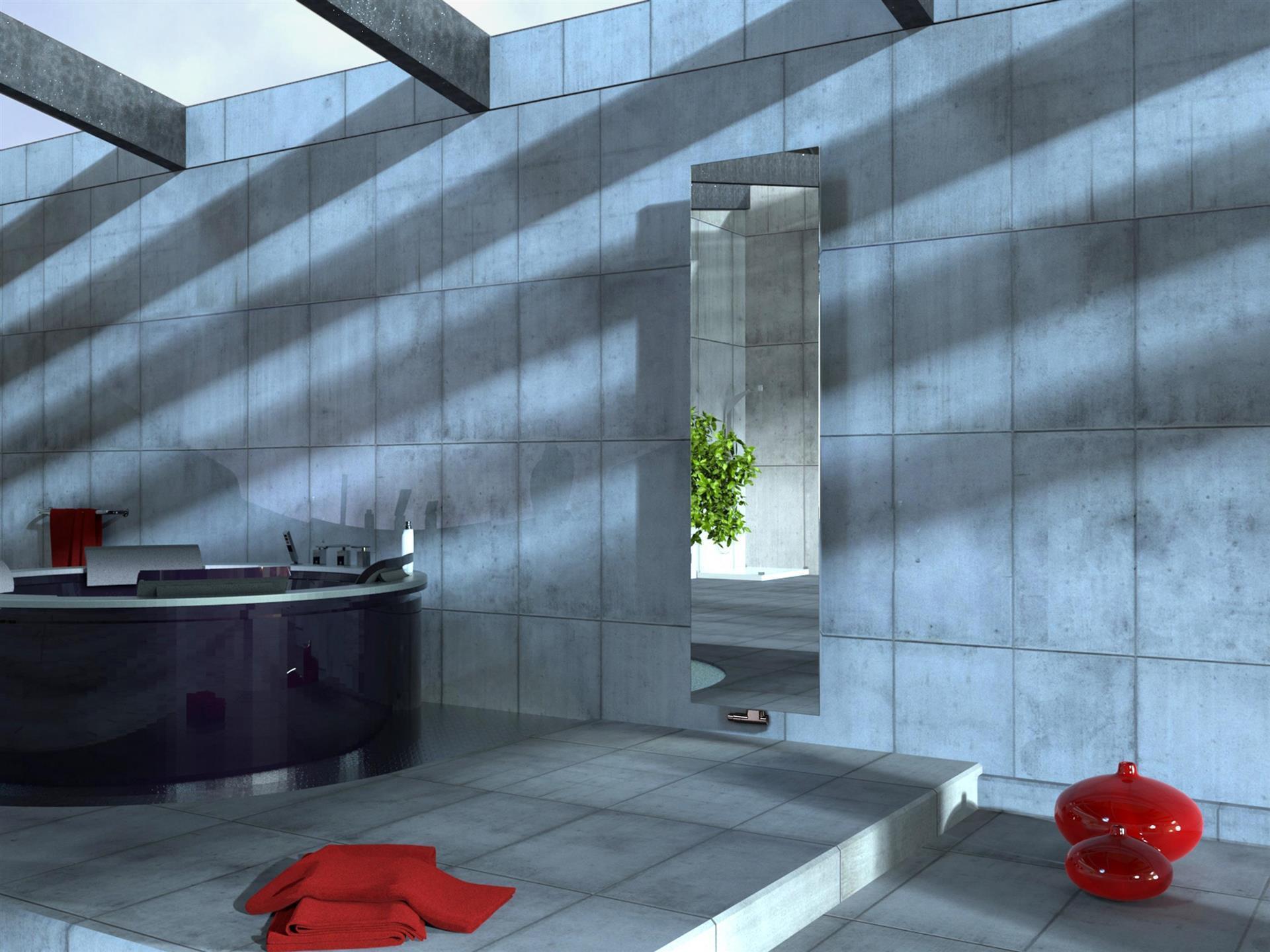 BADHEIZKÖRPER mit Spiegel Design Mirror 3 180x47cm 1118 Watt Edelstahl SZAGATO Designheizkörper Handtuchheizkörper mit Mittelanschluss Handtuchwärmer