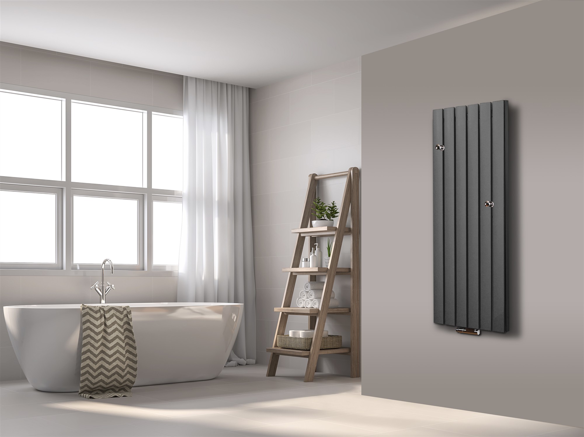 BADHEIZKÖRPER Design Peking 5 120x47cm 1458 Watt moonstone (+2 Knopfhalter) SZAGATO Designheizkörper Handtuchheizkörper mit Mittelanschluss Handtuchwärmer