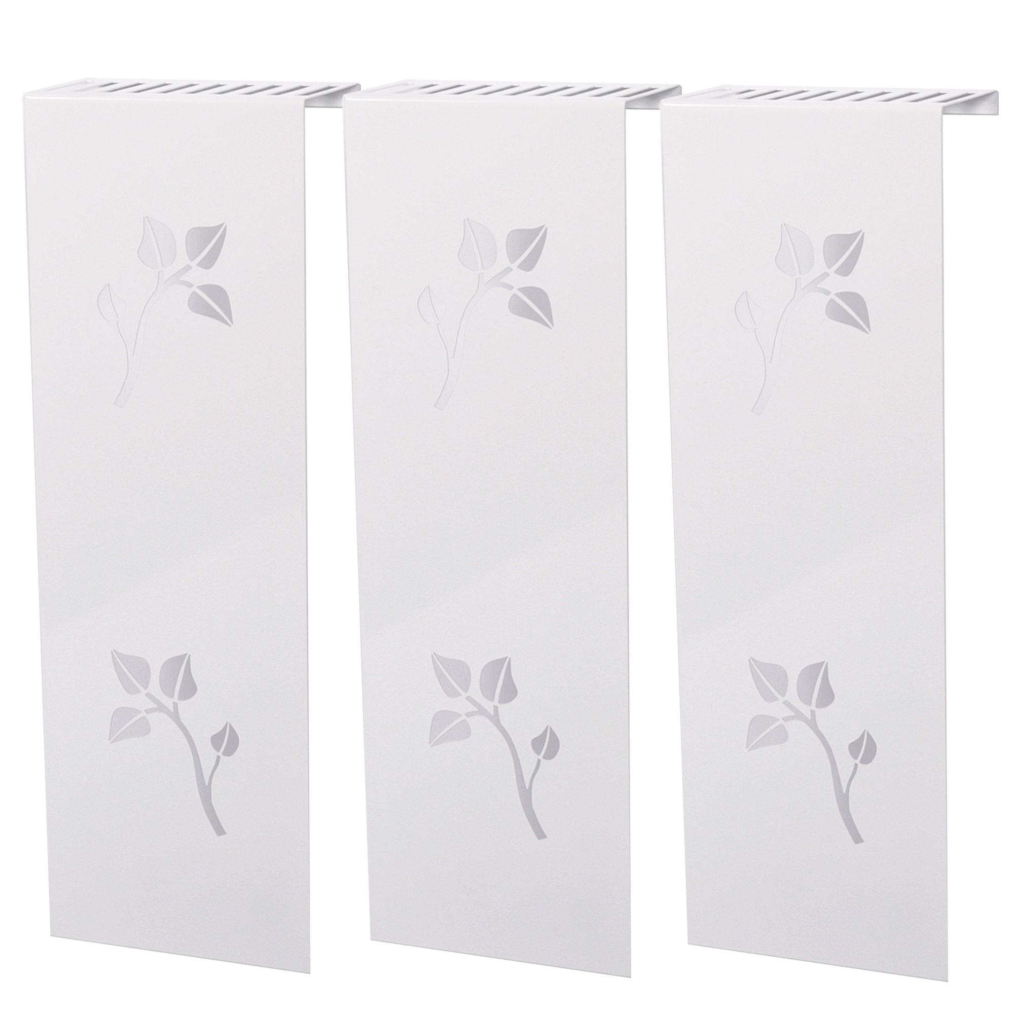 Heizkörperverkleidung 60 x 20cm Design Leaves weiß (SET=3 Stück) SZAGATO Heizungsverkleidung Verkleidung Heizkörper Abdeckung für Heizkörper