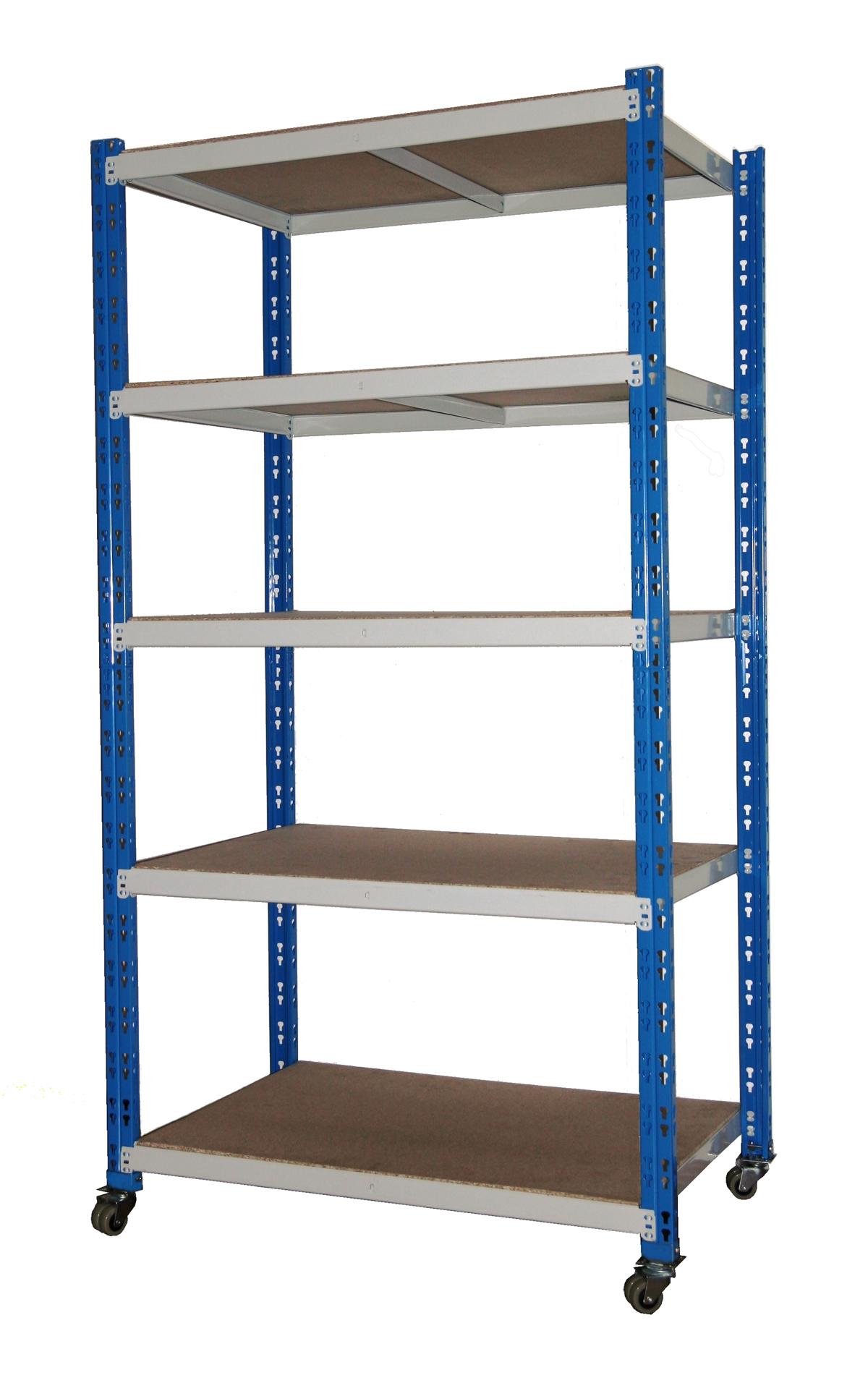 Transportwagen Rollregal 300kg HxLxB 180x100x60cm 5 Böden blau SZAGATO Büro Rollwagen Rollregal Archivregal mit Rollen Büroregal Bürowagen Aktenwagen