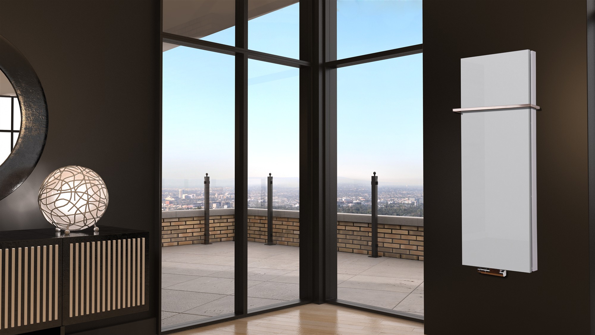 BADHEIZKÖRPER Design Mirror Steel 5 120x47cm 1458 Watt weiß +1 Halter 15mm SZAGATO Designheizkörper Handtuchheizkörper Mittelanschluss Handtuchwärmer