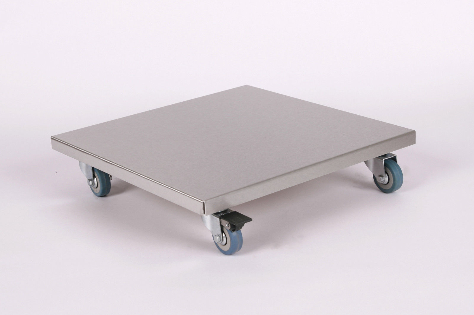 Rollbrett Pflanzenroller 40x40cm Edelstahl 150kg PU-Rolle + Bremse SZAGATO Made in Germany Blumenuntersetzer Möbelroller Blumenroller Transportroller