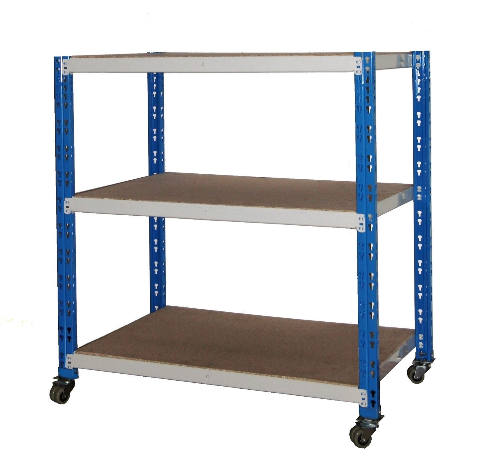 Transportwagen Rollregal 300kg HxLxB 90x100x60cm 3 Böden blau SZAGATO Büro Rollwagen Rollregal Archivregal mit Rollen Büroregal Bürowagen Aktenwagen