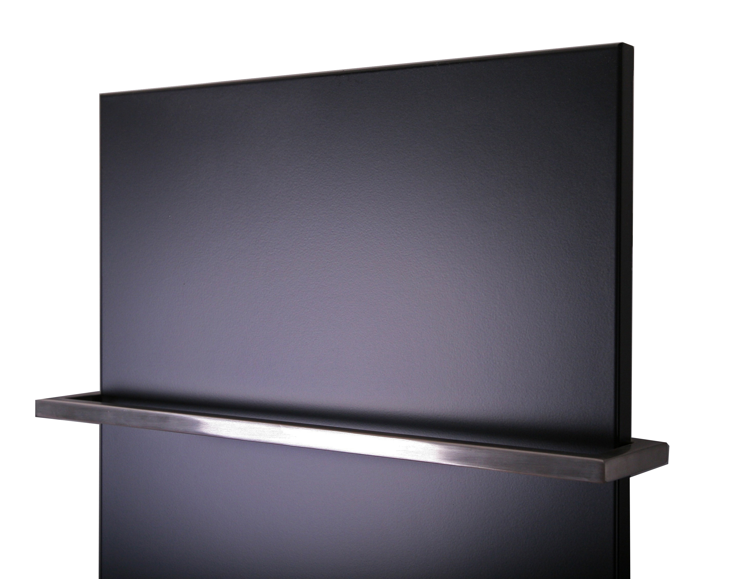 BADHEIZKÖRPER Design Mirror Steel 3 180x47cm 1118 Watt schwarz (+2 Halter 15mm) SZAGATO Handtuchheizkörper mit Mittelanschluss Handtuchwärmer