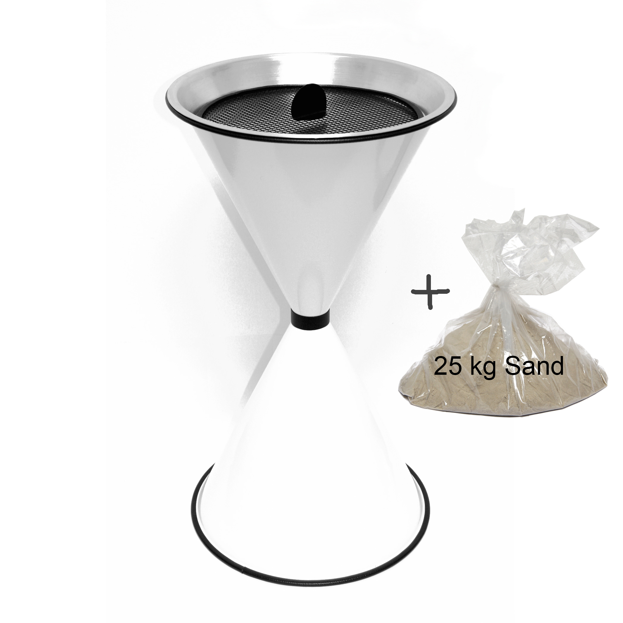 Stand Aschenbecher Diabolo 71x40cm weiß inkl 25kg Quarzsand SZAGATO Aschenbecher groß Stand-Aschenbecher außen Aschenbecher stehend grau Aschenbecher