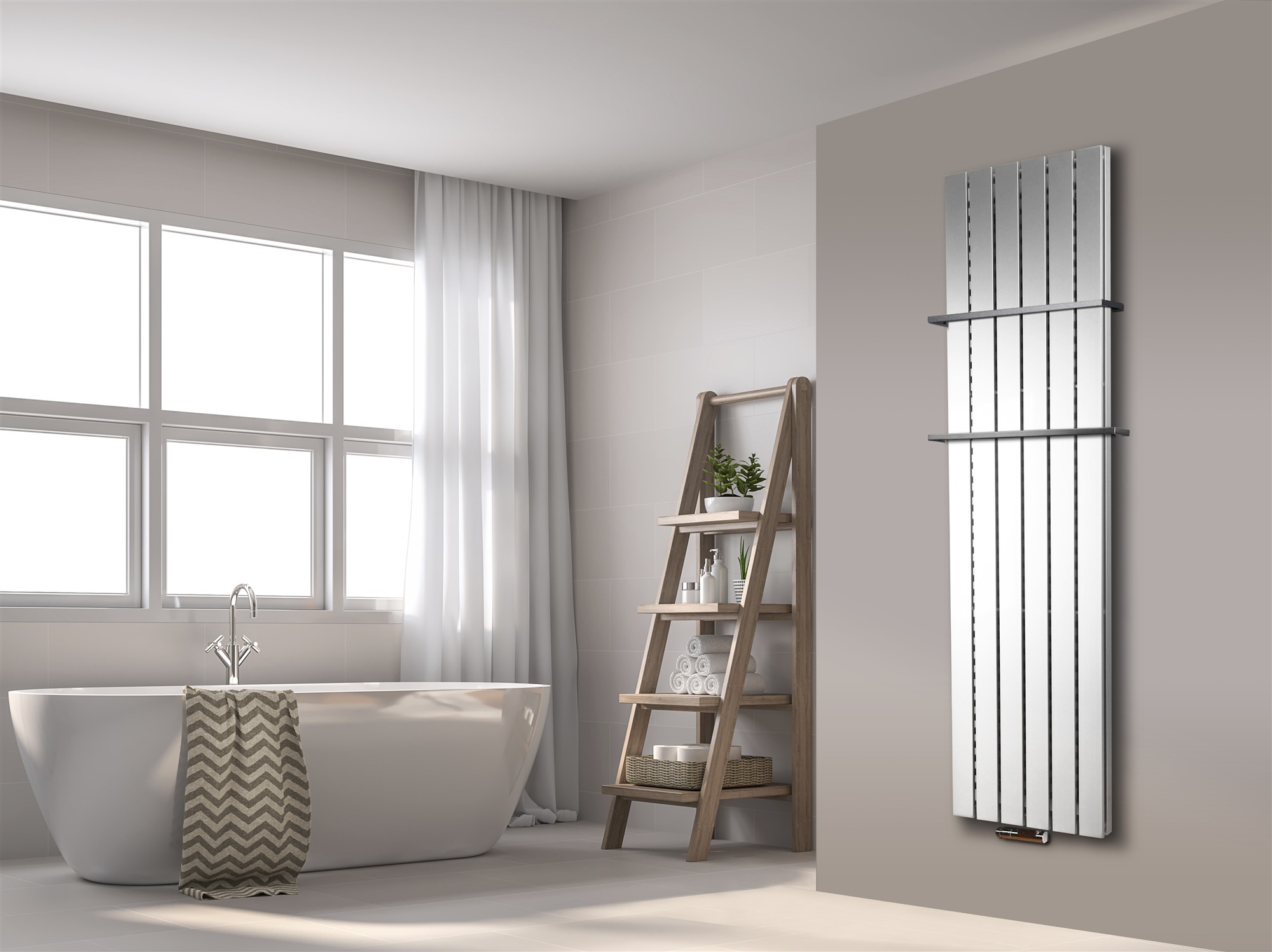 BADHEIZKÖRPER Design Peking 6 180x47cm 1964 Watt weiß (+2 Halter 15mm) SZAGATO Designheizkörper Handtuchheizkörper mit Mittelanschluss Handtuchwärmer