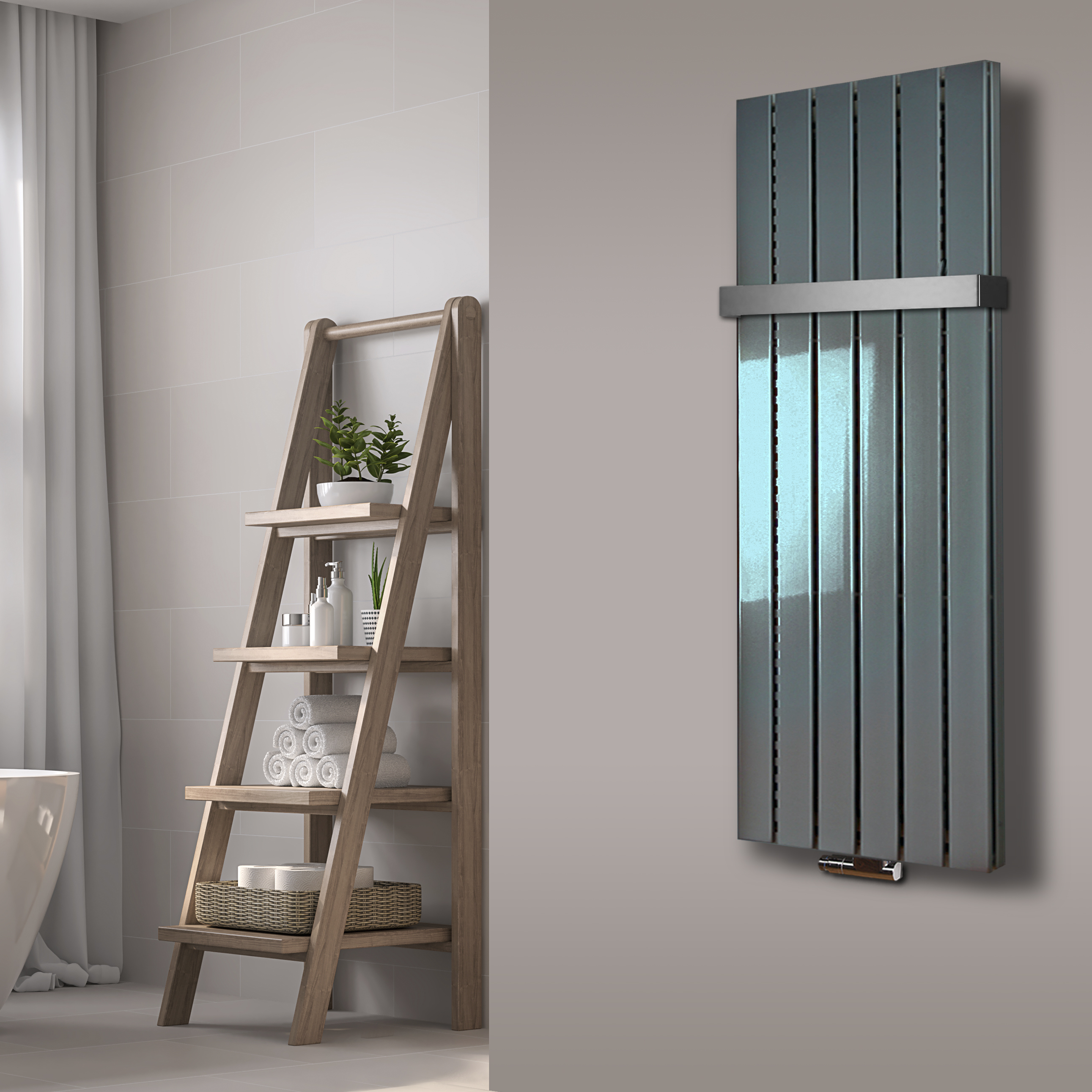 BADHEIZKÖRPER Design Peking 5 120x47cm 1458 Watt Edelstahloptik (+1 Halter 50mm) SZAGATO Handtuchheizkörper mit Mittelanschluss Handtuchwärmer