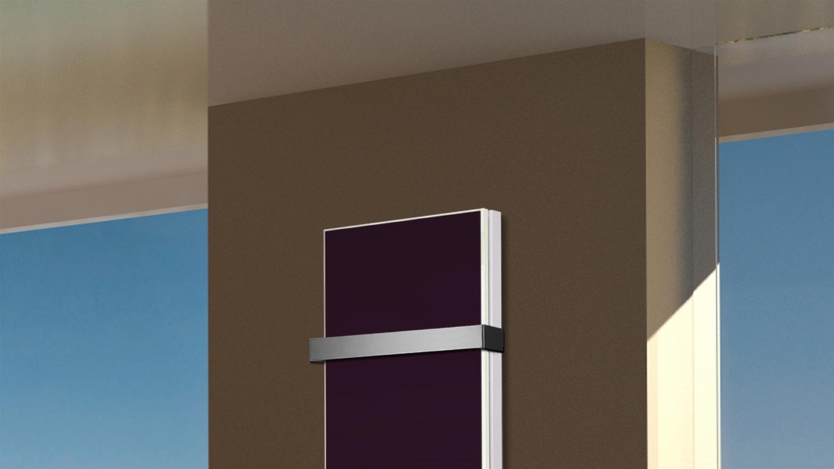 BADHEIZKÖRPER Glas Montevideo 5 Glasfront 120x47cm 1458Watt violett +1 Halter 50mm SZAGATO Designheizkörper Handtuchheizkörper mit Mittelanschluss