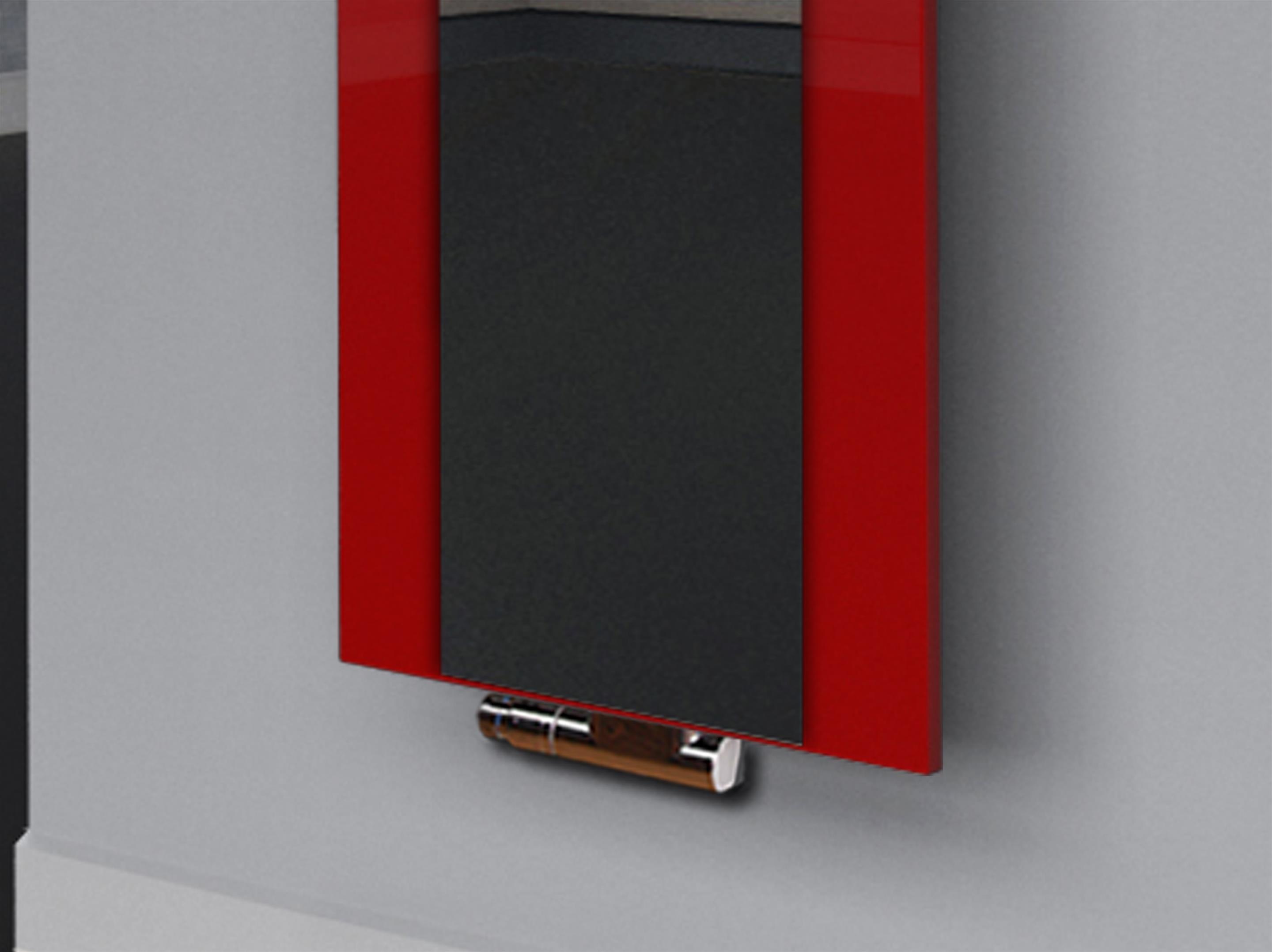 BADHEIZKÖRPER mit Spiegel Design Singapur 3 180x47cm 1118 Watt rot  (+1 Halter 15mm) SZAGATO Designheizkörper mit Mittelanschluss Handtuchwärmer