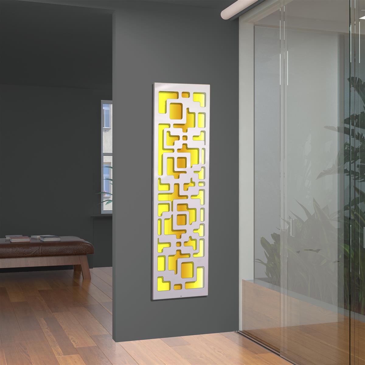 Wandgarderobe mit LED Downtown 140x40cm weiß SZAGATO Made in Germany LED Wandgarderobe Garderobenpaneel Garderobenleiste Flur-Garderobe mit LED