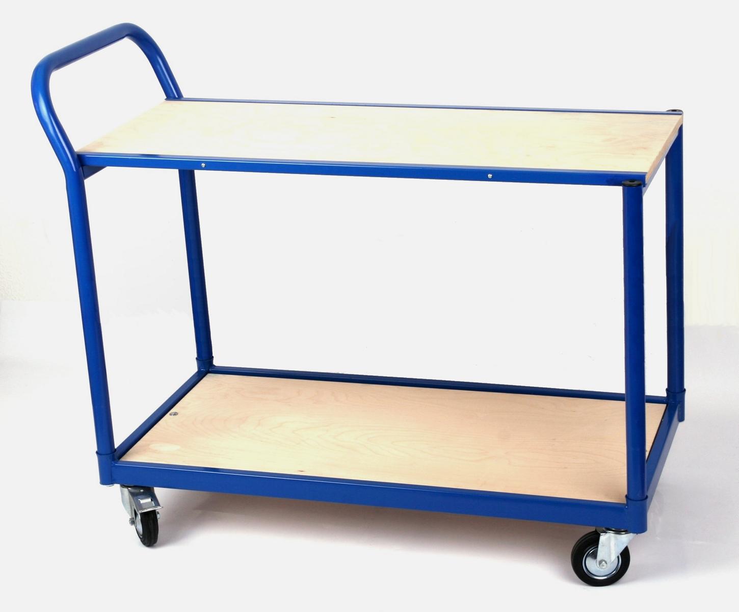 250 kg PROFI Schiebebügelwagen 100x50cm blau 2 Böden 100x50cm blau SZAGATO Plattformwagen Tischwagen Schiebebügelwagen Rollwagen Rollregal Professional