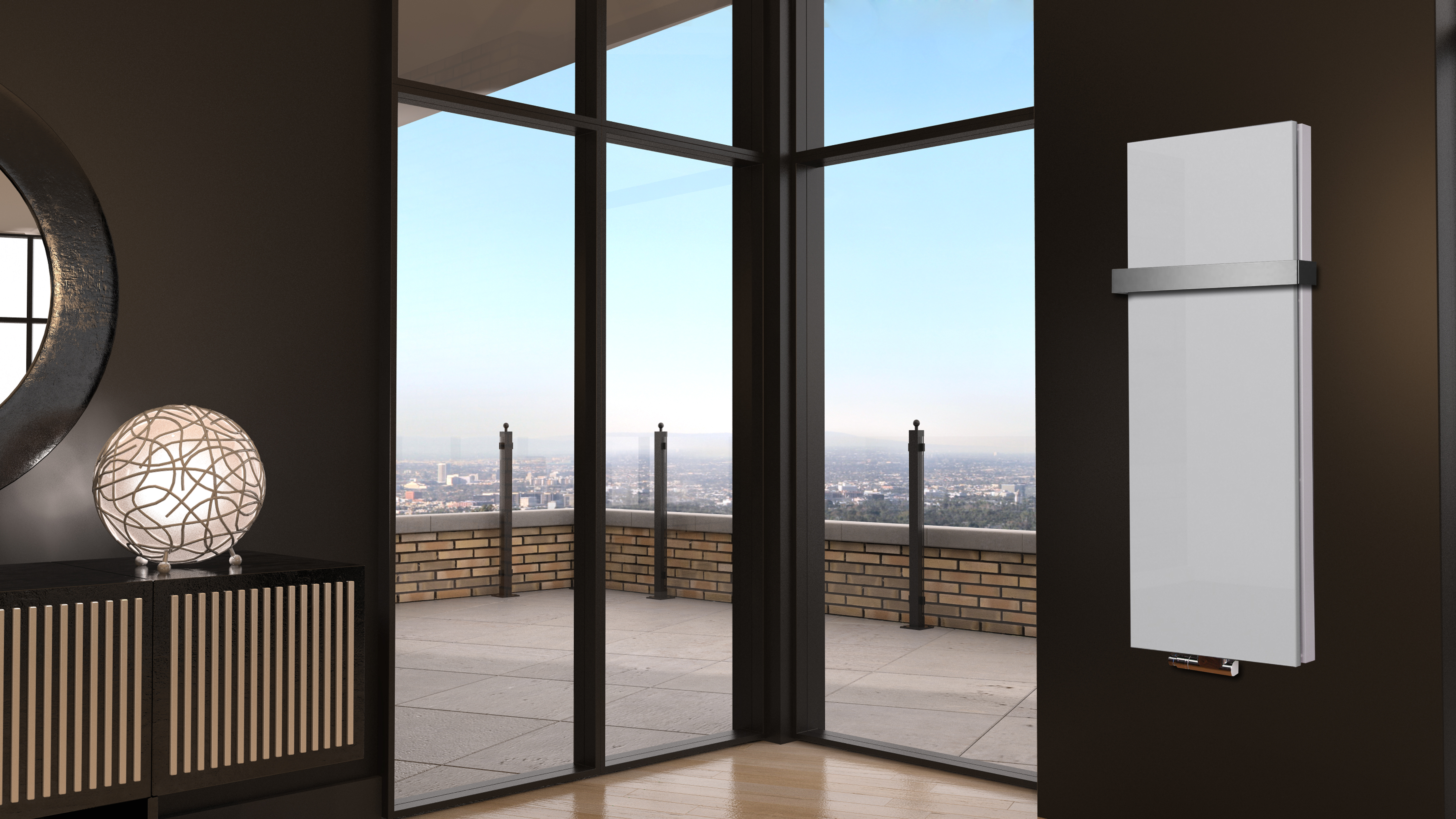 BADHEIZKÖRPER Design Mirror Steel 5 120x47cm 1458 Watt weiß +1 Halter 50mm SZAGATO Designheizkörper Handtuchheizkörper Mittelanschluss Handtuchwärmer