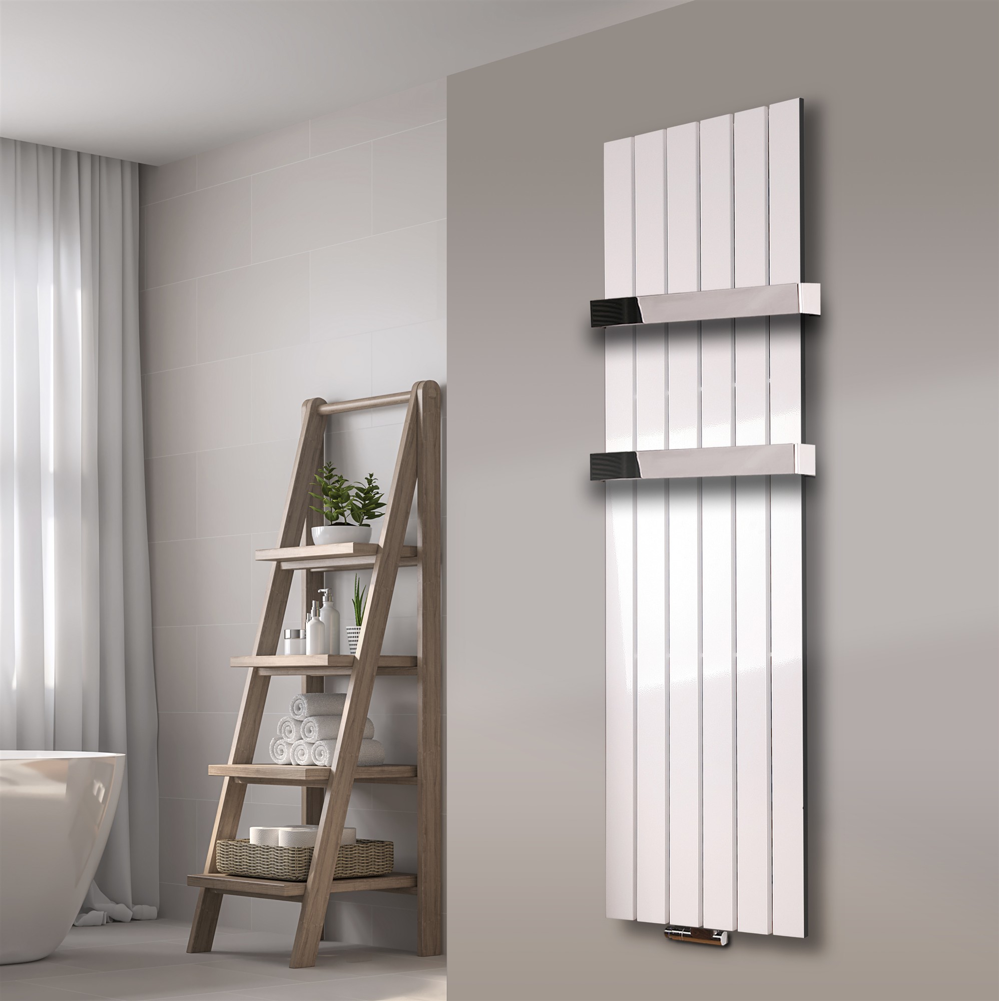 BADHEIZKÖRPER Design Peking 3 180x47cm 1118 Watt weiß (+2 Halter 50mm Hochglanz) SZAGATO Designheizkörper Handtuchheizkörper mit Mittelanschluss