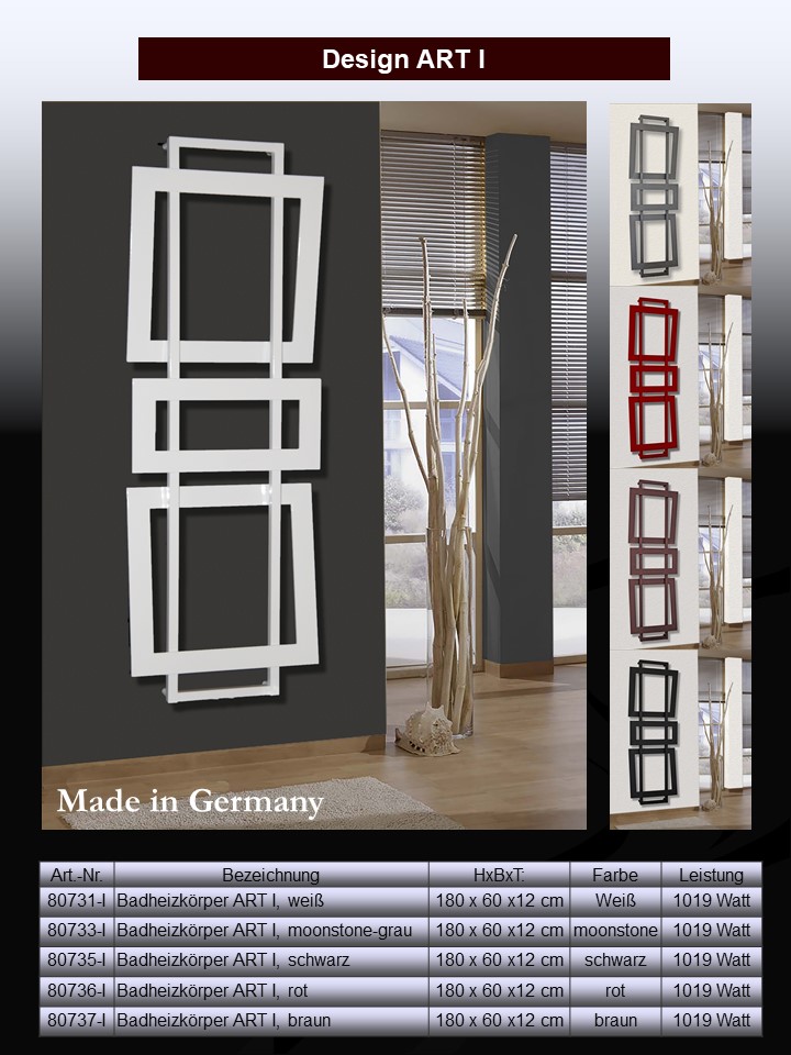 BADHEIZKÖRPER Design ART I 180x60cm 1019 Watt weiß SZAGATO Paneelheizkörper Designheizkörper Handtuchheizkörper mit Mittelanschluss Handtuchwärmer