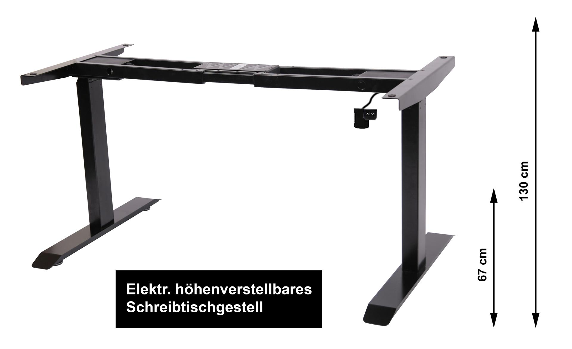 Gestell höhenverstellbarer Schreibtisch ECO 118x70x62-127cm schwarz Platten von 120-180cm mit Memory-Funktion SZAGATO höhenverstellbarer Schreibti