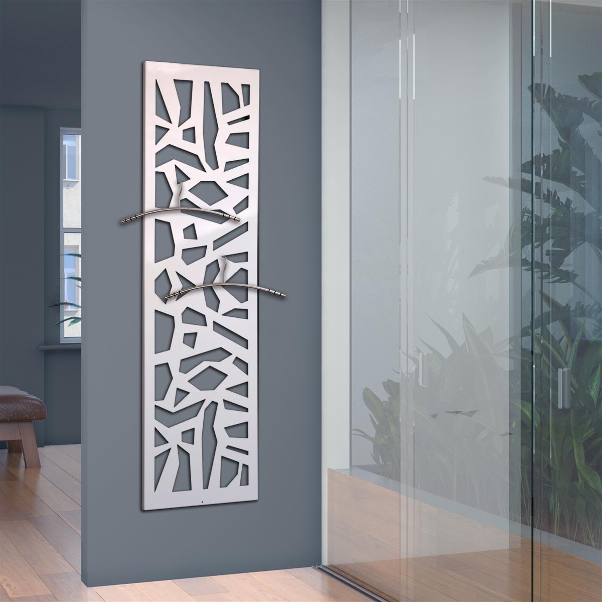 Wandgarderobe Design Mosaik 140x40cm weiß SZAGATO Made in Germany Garderobenpaneel Garderobenleiste Garderobenleisten Flurgarderobe Garderobe Flur