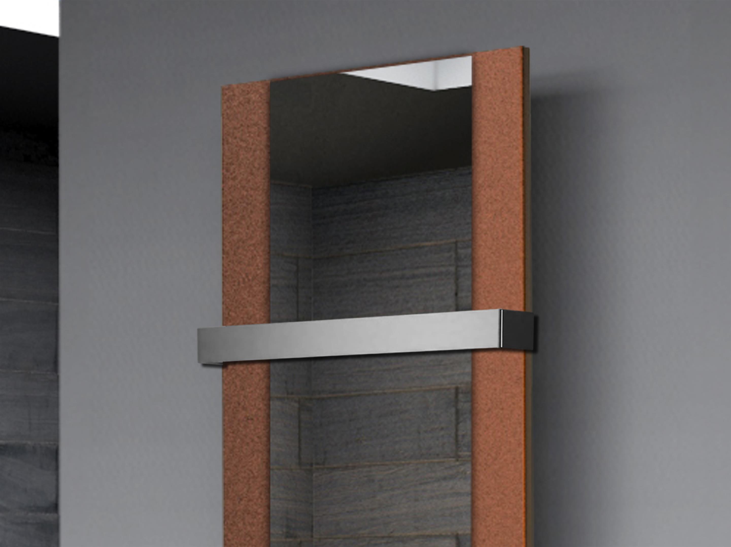 BADHEIZKÖRPER mit Spiegel Design Singapur 2 120x47cm 799 Watt braun  (+1 Halter 50mm) SZAGATO Designheizkörper mit Mittelanschluss Handtuchwärmer