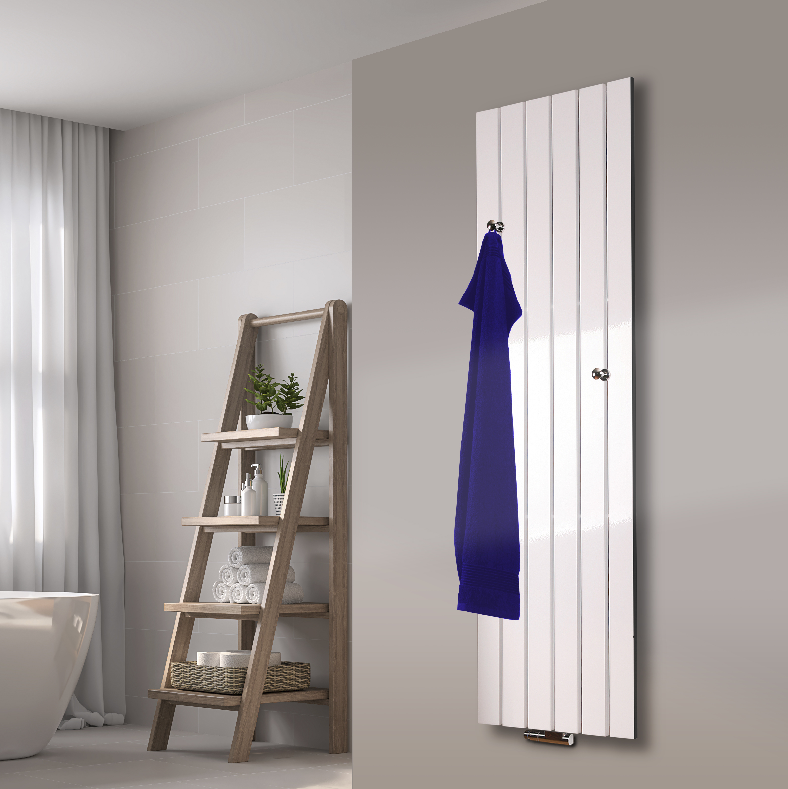 BADHEIZKÖRPER Design Peking 3 180x47cm 1118 Watt weiß (+ 2 Knopfhalter) SZAGATO Designheizkörper Handtuchheizkörper Mittelanschluss Handtuchwärmer