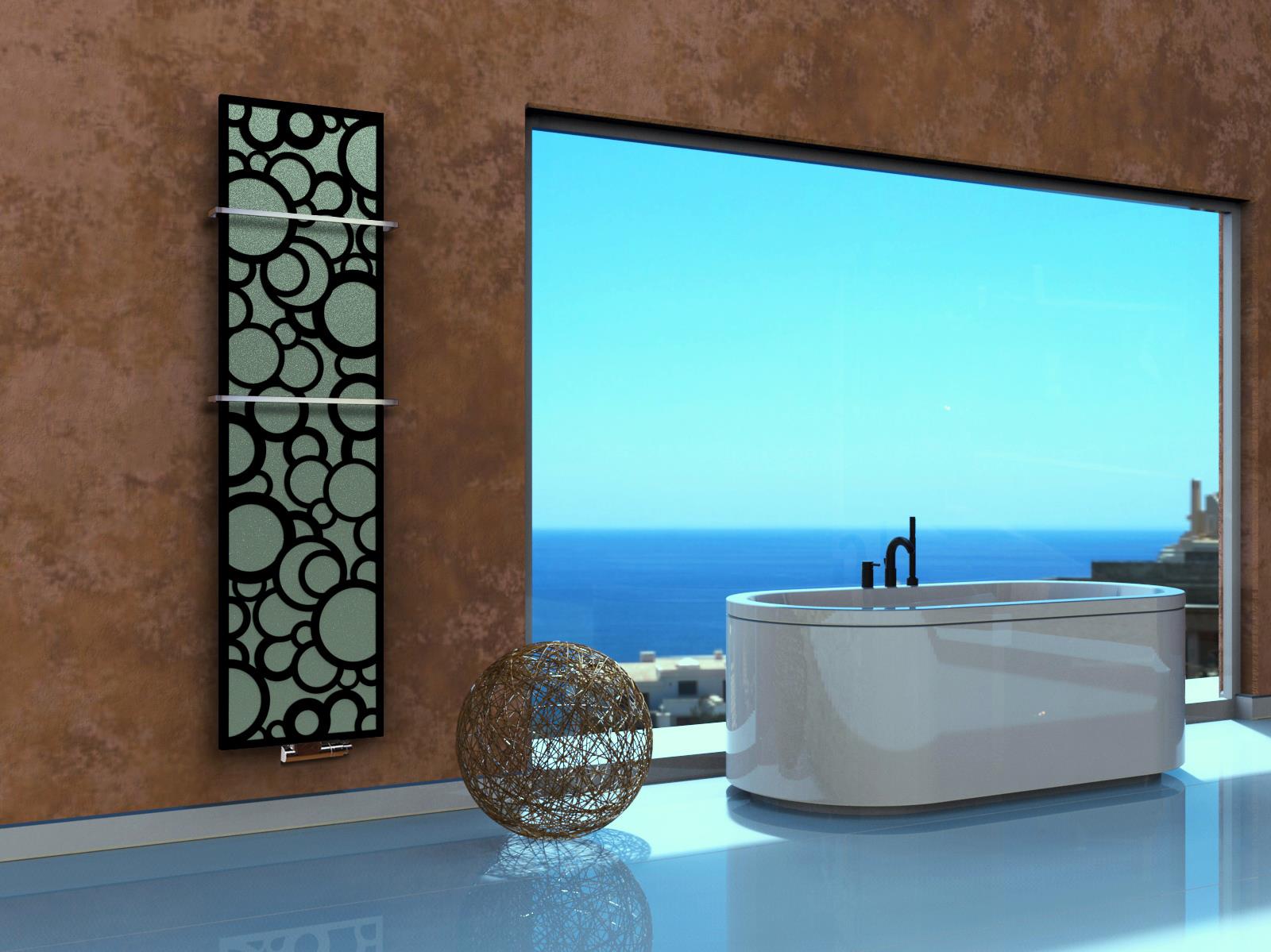 BADHEIZKÖRPER Design Kreta 3 180x47cm 1118 Watt schwarz (+2 Halter 15mm) SZAGATO Designheizkörper Handtuchheizkörper Mittelanschluss Handtuchwärmer