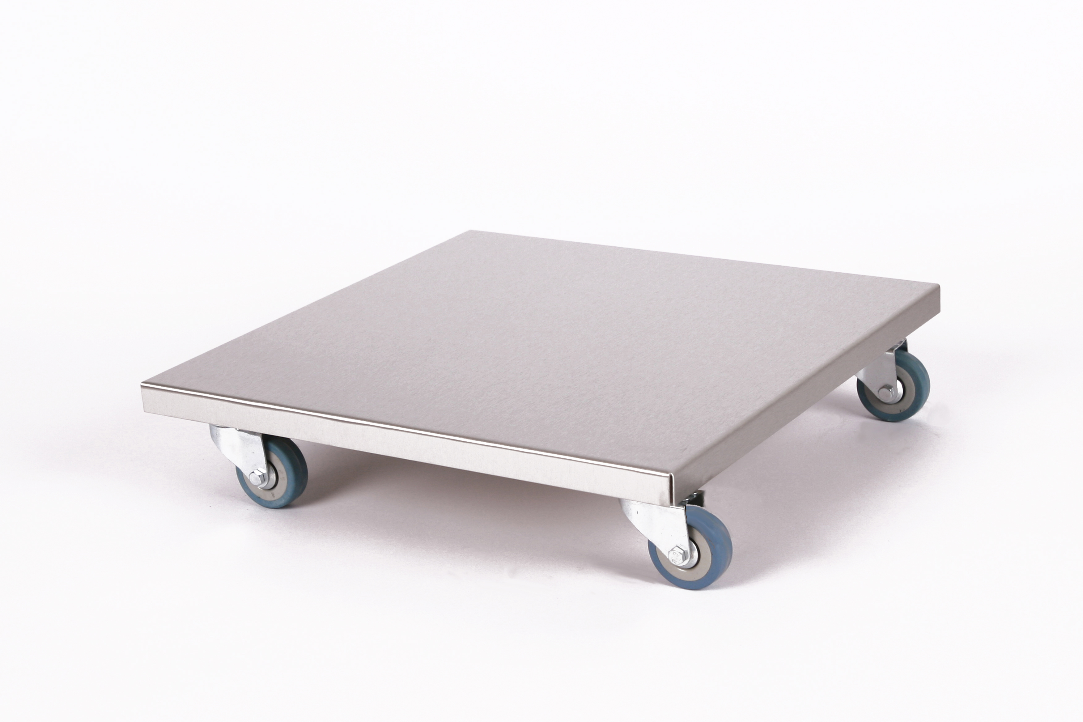 Rollbrett Pflanzenroller 40x40cm Edelstahl 150 kg PU-Rolle SZAGATO Made in Germany Blumenuntersetzer Möbelroller Outdoor Blumenroller Transportroller