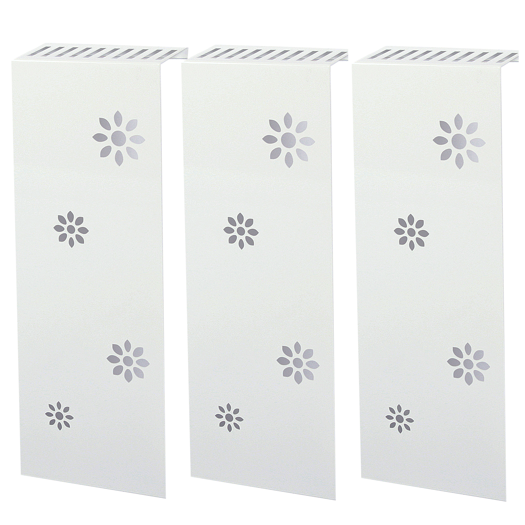 Heizkörperverkleidung 60 x 20cm Design Flower weiß (SET=3 Stück) SZAGATO Heizungsverkleidung Verkleidung Heizkörper Abdeckung für Heizkörper