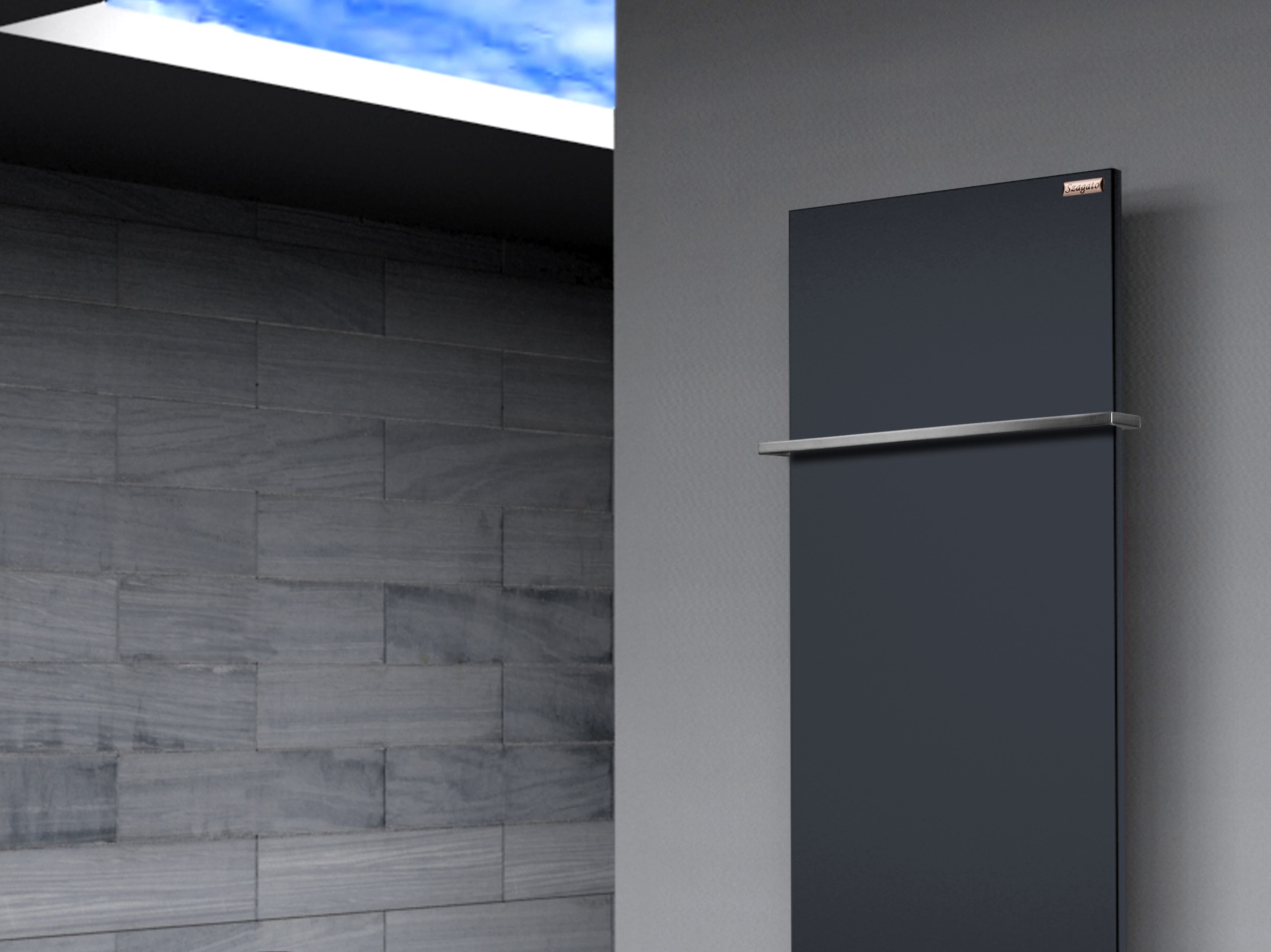 BADHEIZKÖRPER Design Mirror Steel 2 120x47cm 799 Watt anthrazit (+1 Halter 15mm) SZAGATO Handtuchheizkörper mit Mittelanschluss Handtuchwärmer