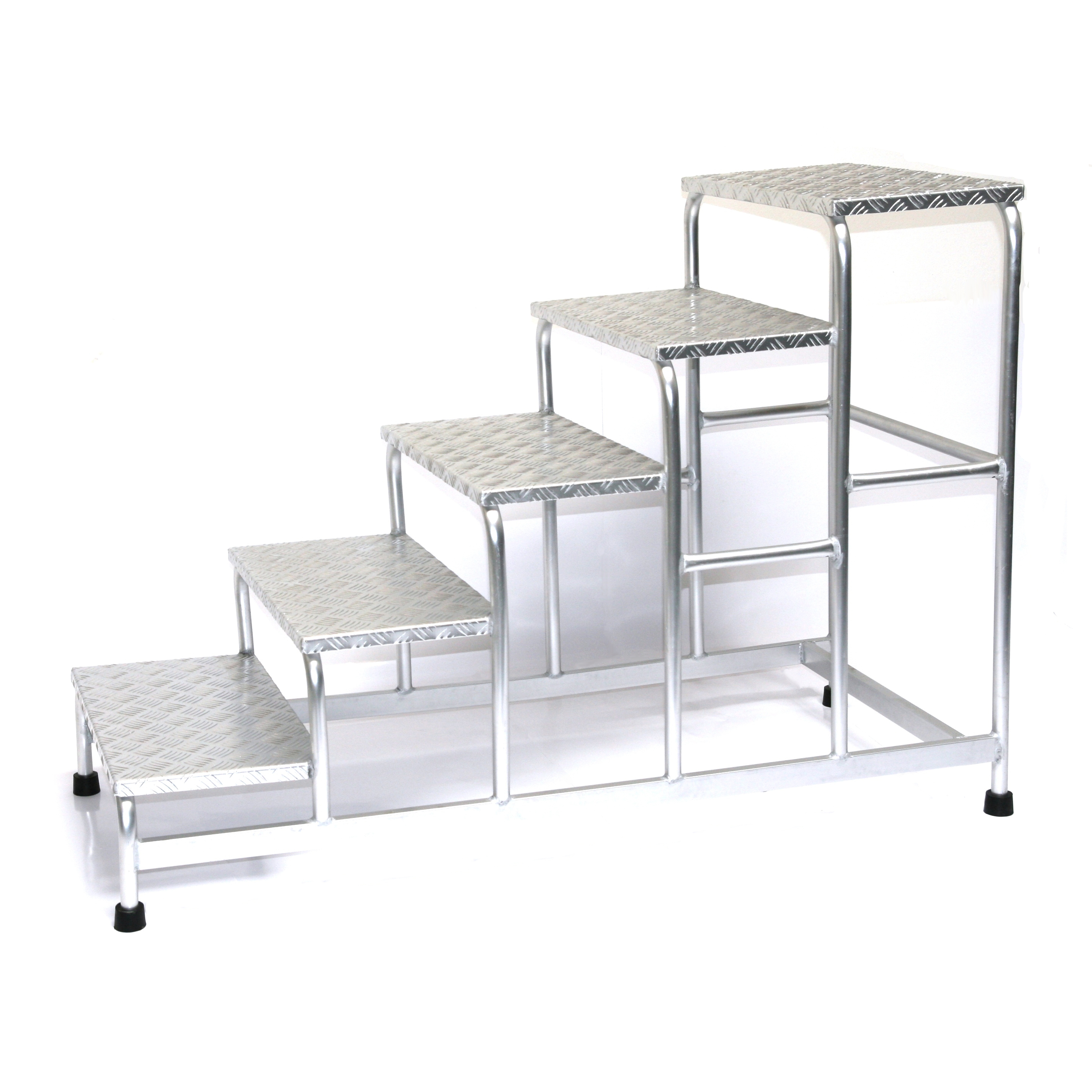 Podesttreppe ALU 5-stufig HxBxT 96x61x149cm SZAGATO mobiler Montagetritt ALU Montagetritte mit Plattform Stufentritt tragbare Treppe Treppenleiter