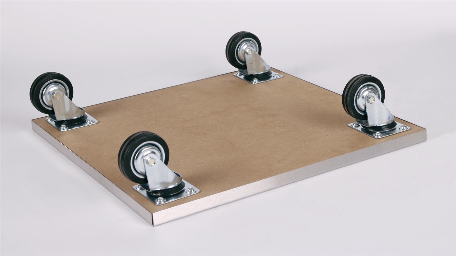 Rollbrett Pflanzenroller 40x40cm Edelstahl 200kg große Rollen SZAGATO Made in Germany Blumenuntersetzer Möbelroller Blumenroller Transportroller