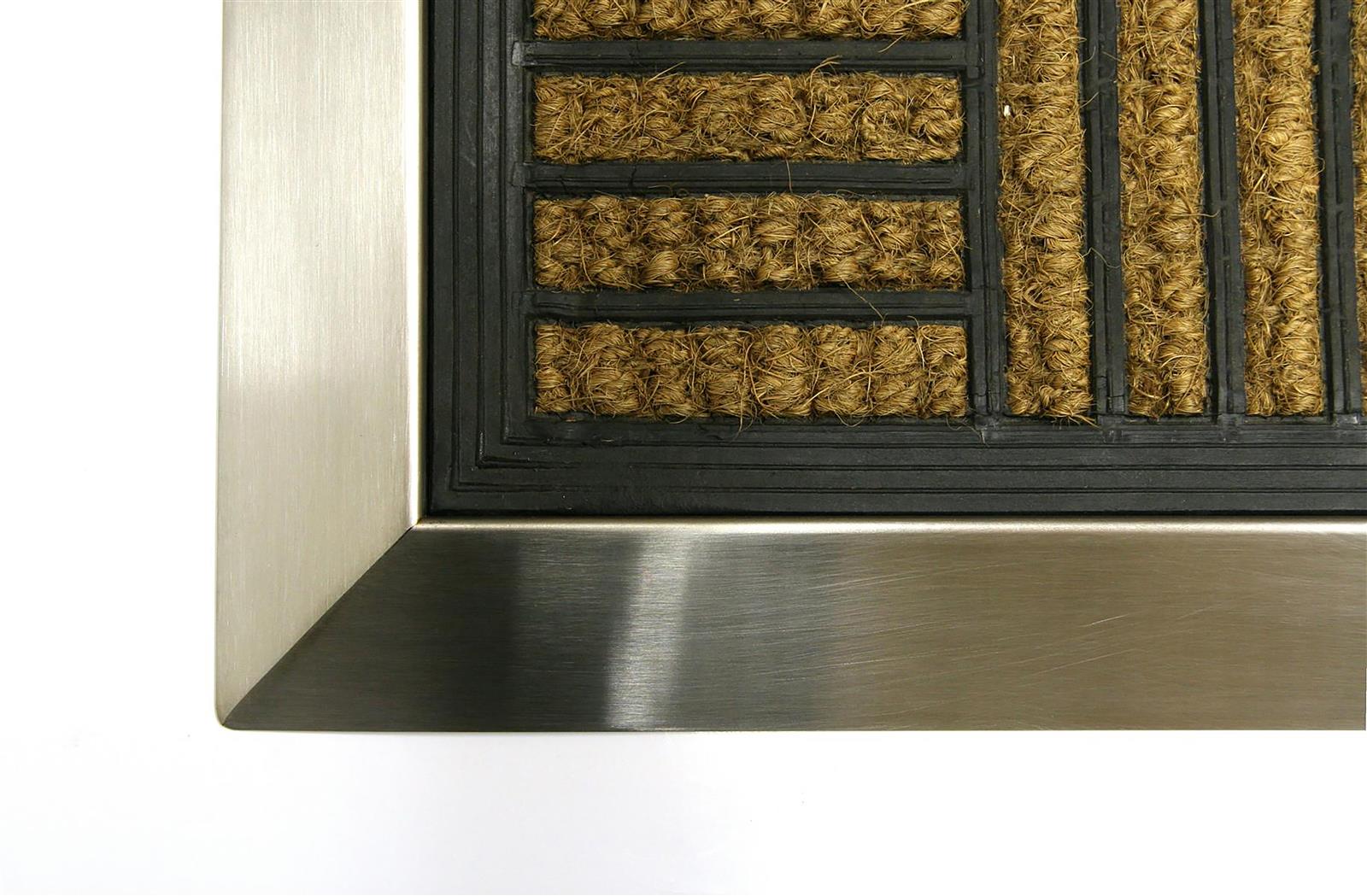 Fußmatte mit Edelstahl-Rahmen 70x50cm Design 12 Kokos - Gummi SZAGATO Edelstahl Fußmatte Schuhabstreifer Edelstahl außen Fussmatte Edelstahl aussen