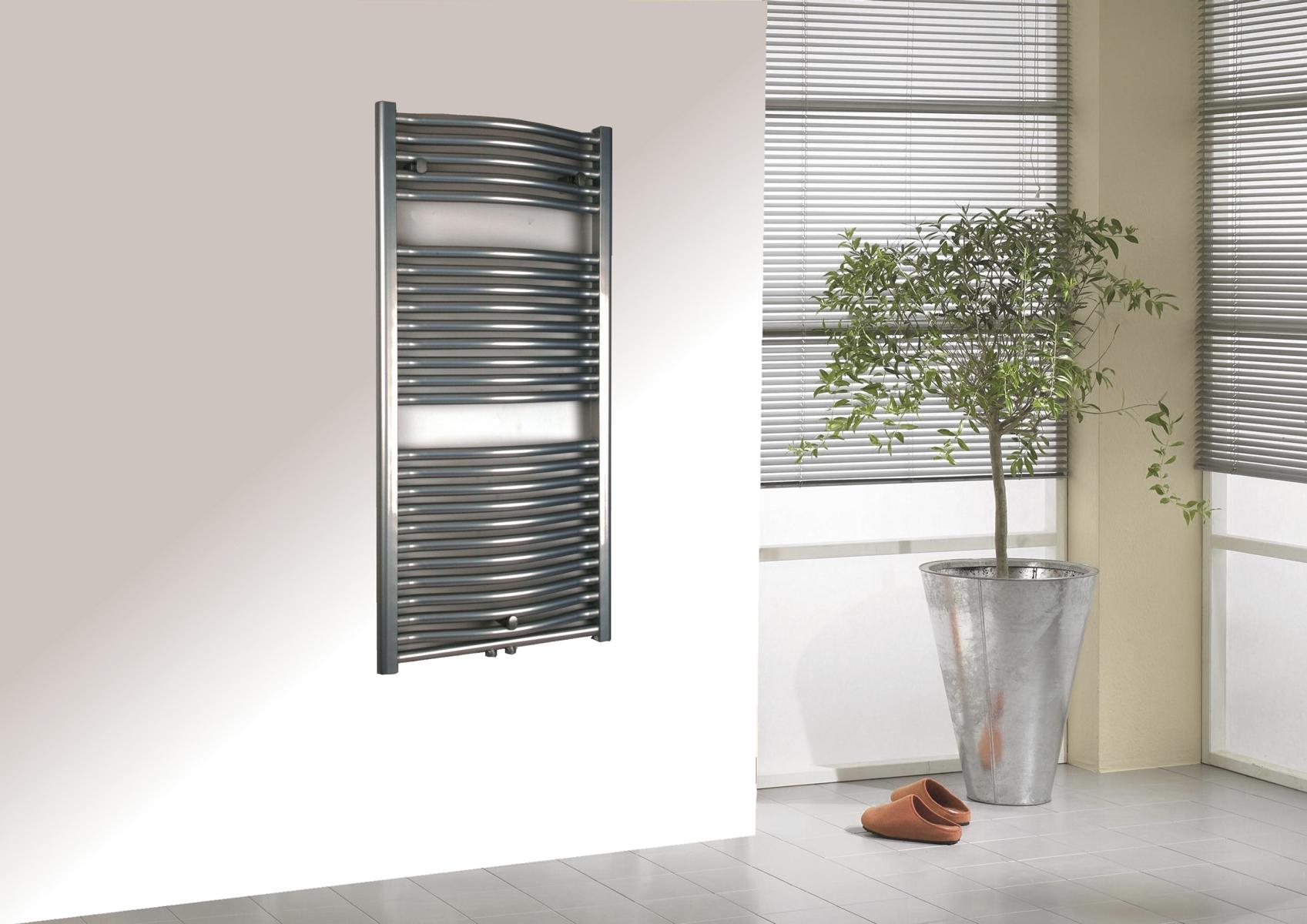 BADHEIZKÖRPER Design München 2 121x60cm 1034 Watt Mittelanschluss Edelstahloptik SZAGATO Handtuchheizkörper mit Mittelanschluss Handtuchwärmer