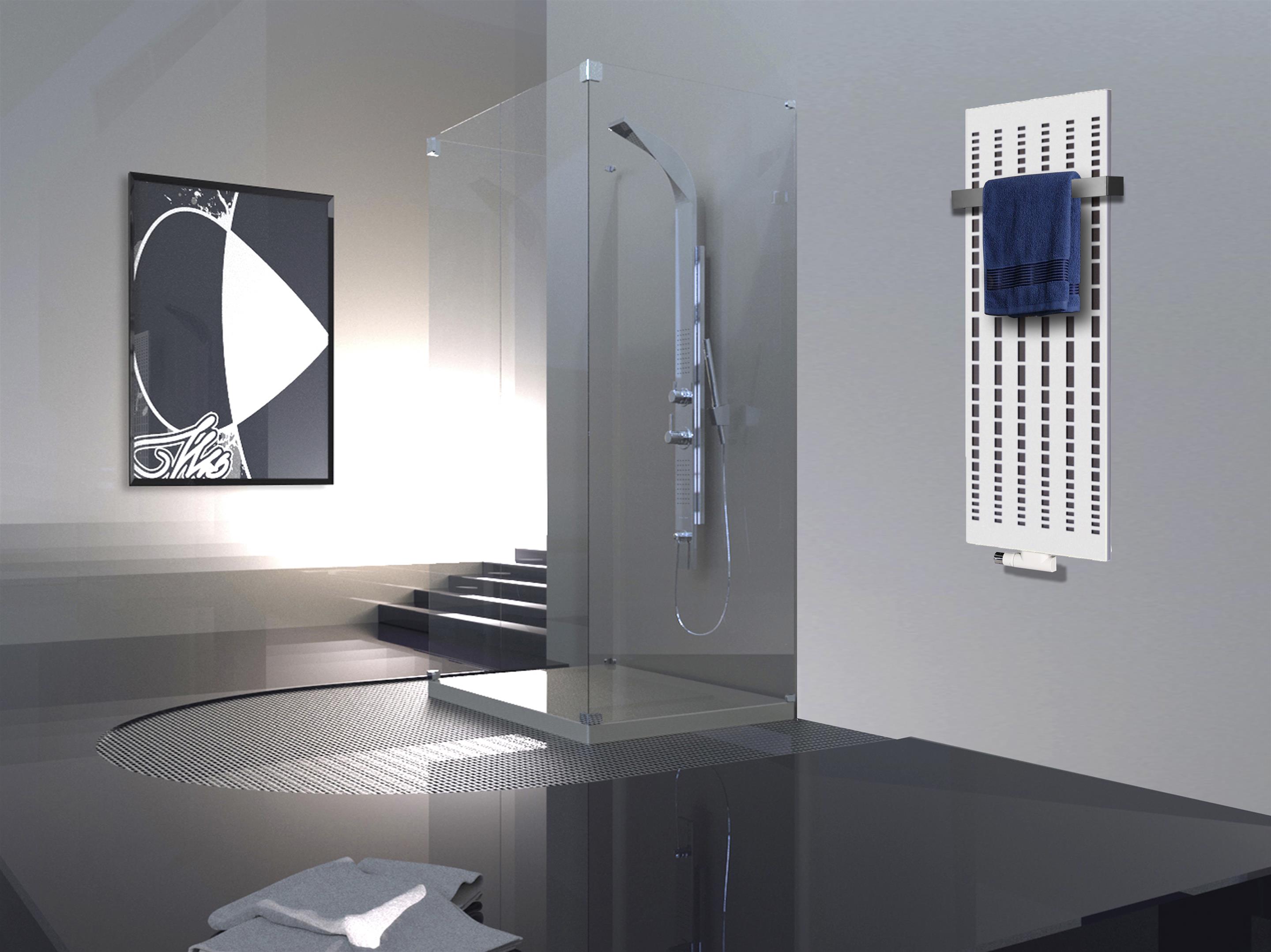 BADHEIZKÖRPER Design broken Mirror 2 120x47cm 799 Watt weiß +1 Halter 50mm SZAGATO Designheizkörper Handtuchheizkörper Mittelanschluss Handtuchwärmer