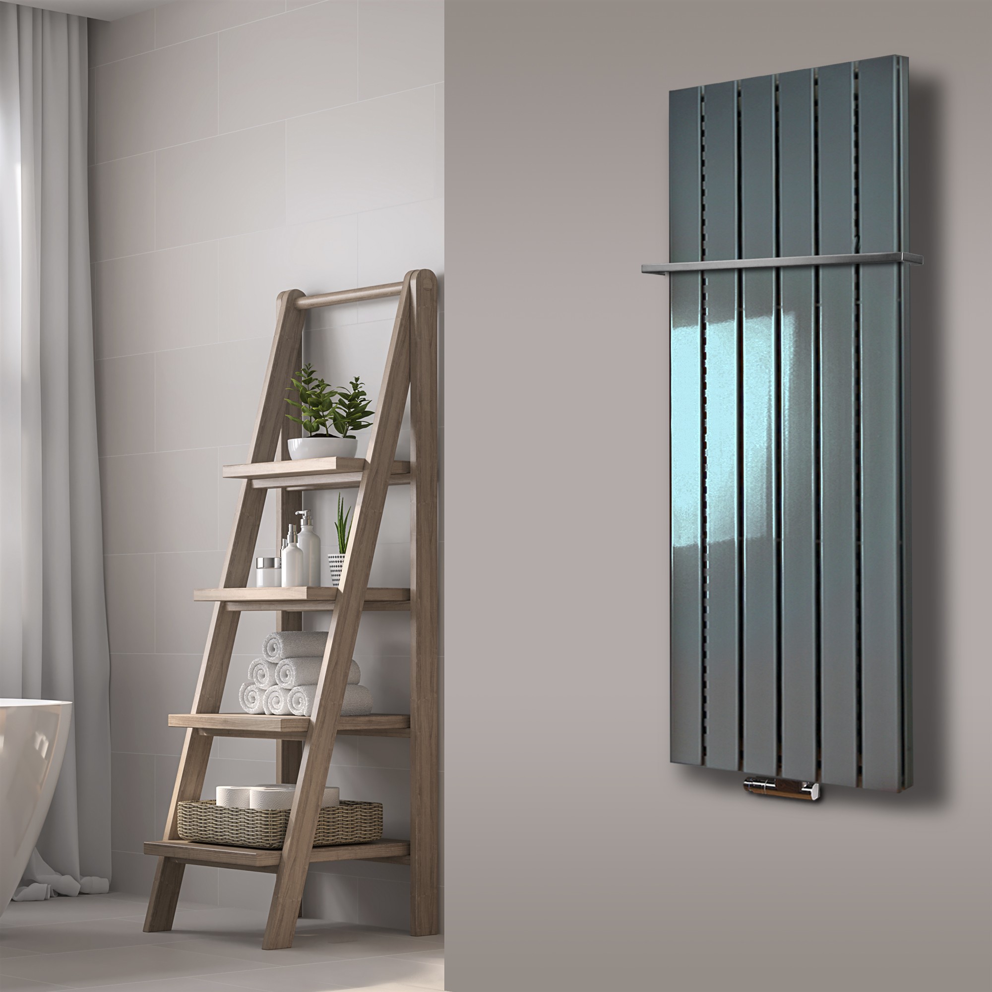 BADHEIZKÖRPER Design Peking 5 120x47cm 1458 Watt Edelstahloptik (+1 Halter 15mm) SZAGATO Handtuchheizkörper mit Mittelanschluss Handtuchwärmer