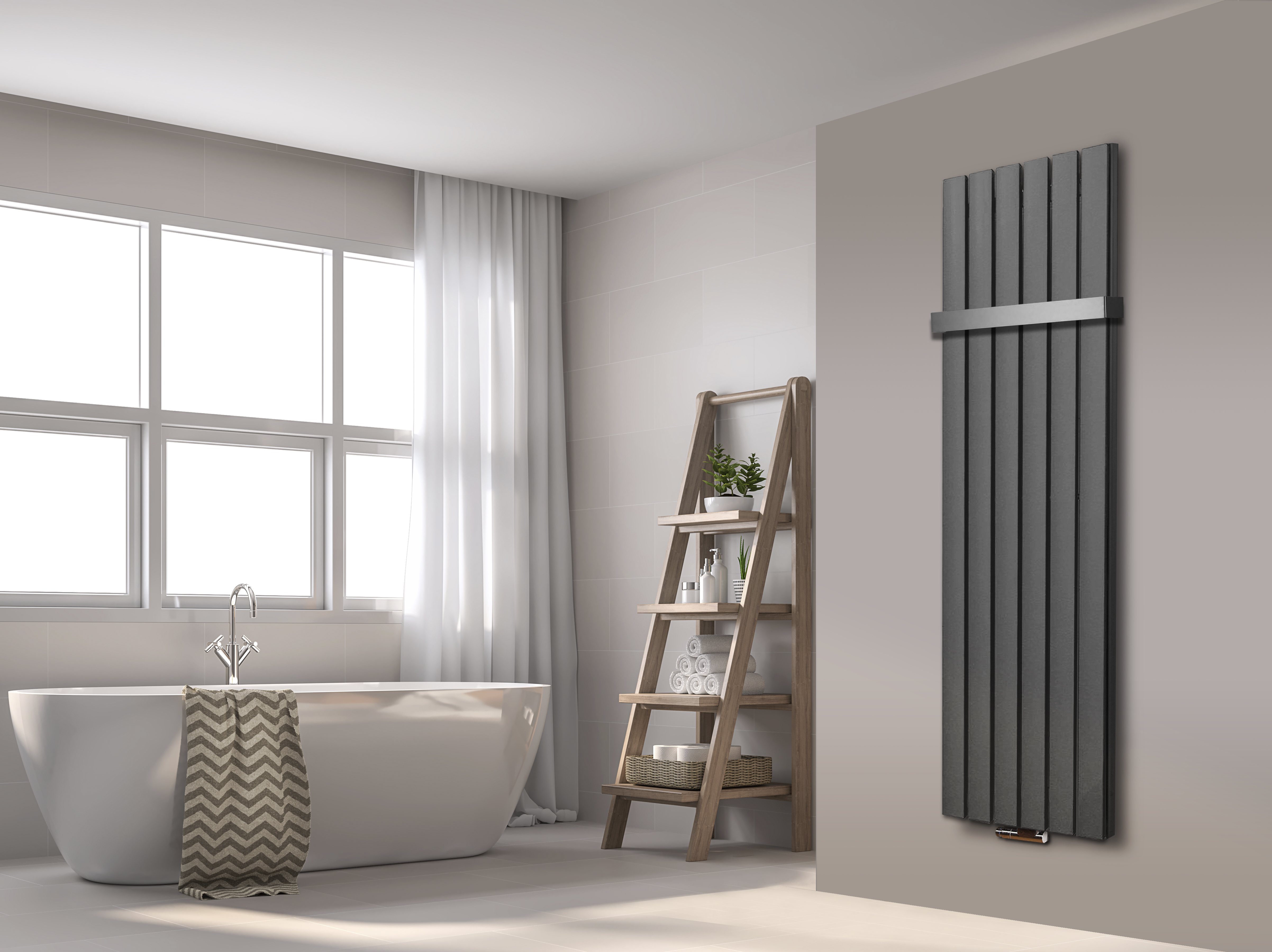 BADHEIZKÖRPER Design Peking 6 180x47cm 1964 Watt anthrazit - moonstone (+1 Halter 50mm) SZAGATO Handtuchheizkörper mit Mittelanschluss Handtuchwärmer