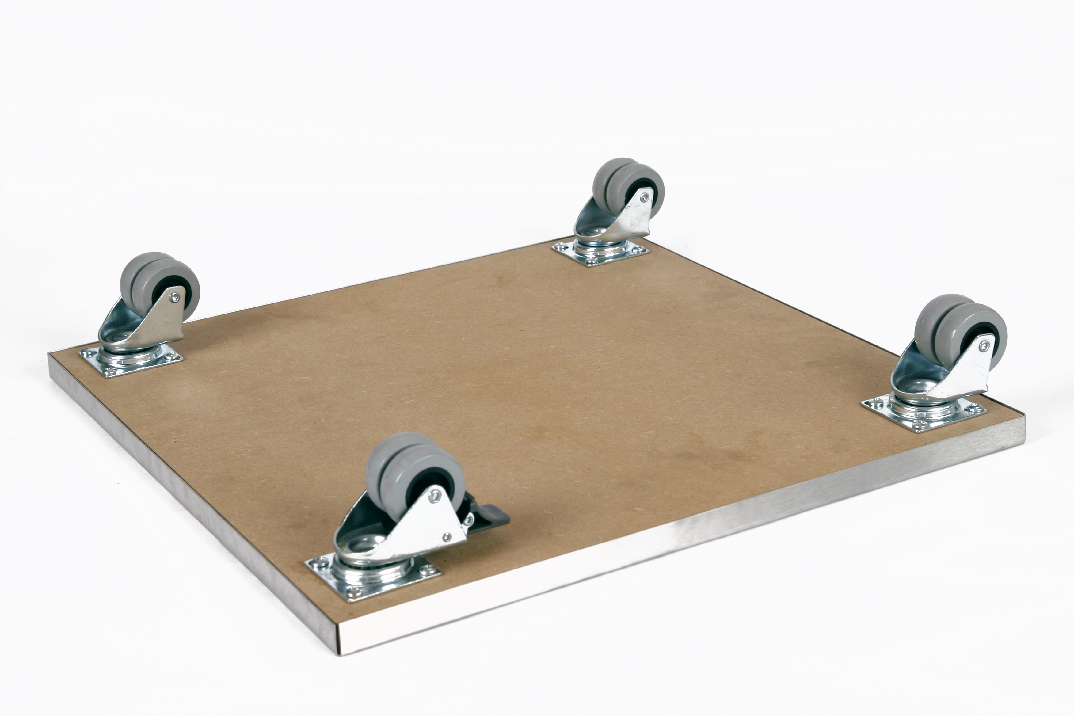 Rollbrett Pflanzenroller 40x40cm Edelstahl 300kg Doppelrollen + Bremse SZAGATO Made in Germany Blumenuntersetzer Möbelroller Outdoor Blumenroller