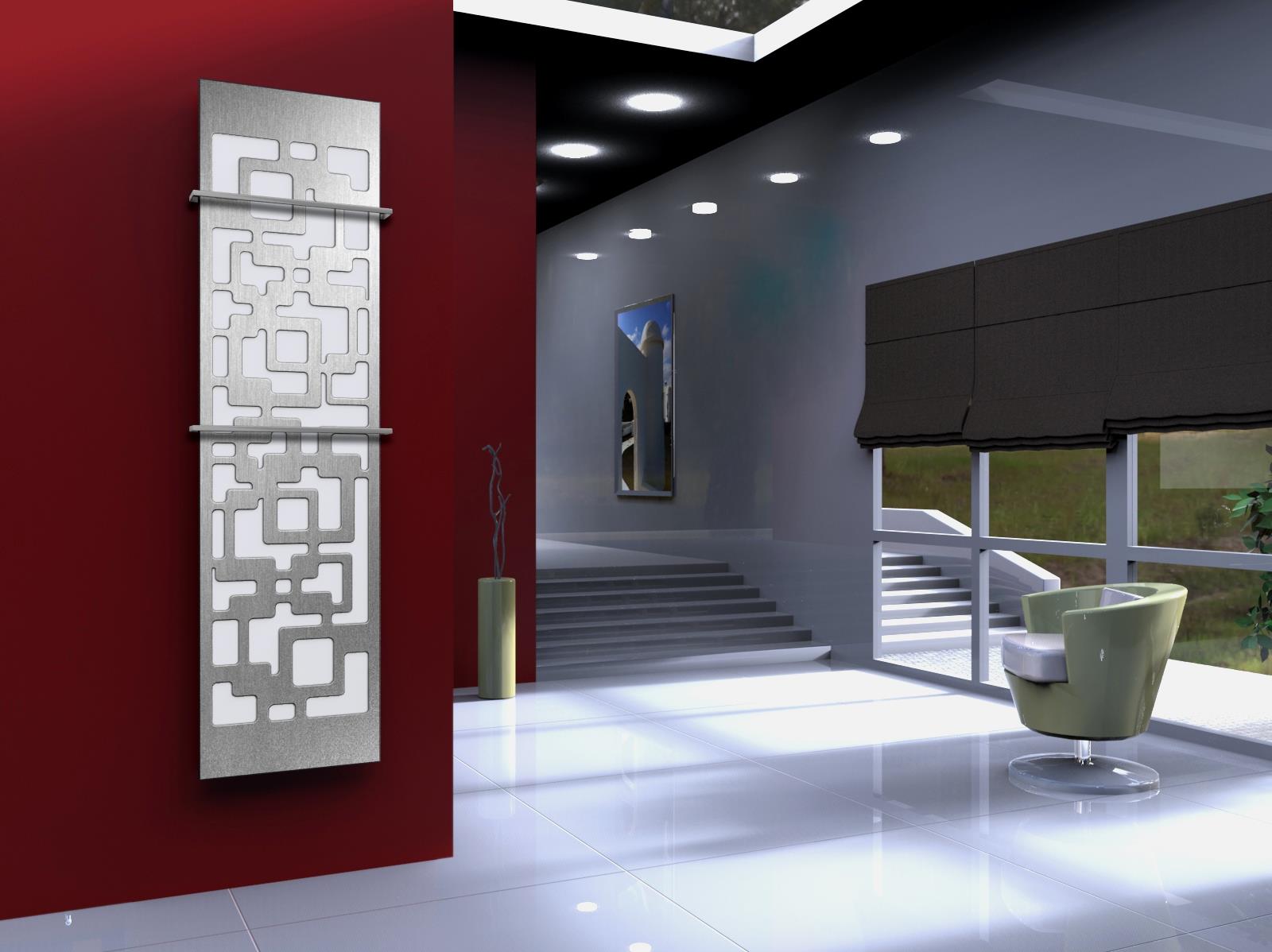 BADHEIZKÖRPER Design Downtown 3 180x47cm 1118 Watt Edelstahl matt (+2 Halter 15mm) SZAGATO Designheizkörper Handtuchheizkörper mit Mittelanschluss