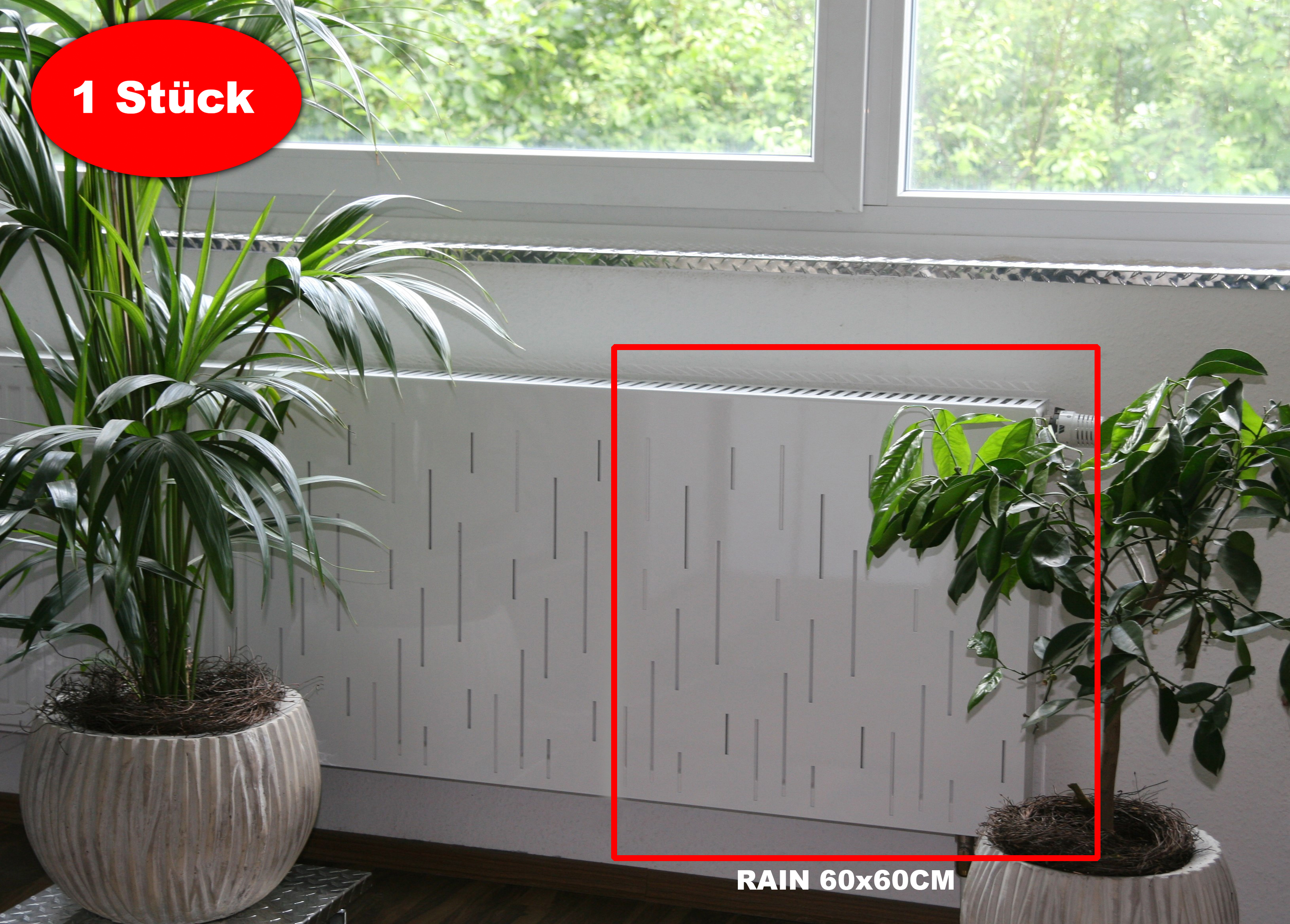 Heizkörperverkleidung 60 x 60cm Design Rain weiß (1 Stück) SZAGATO Heizungsverkleidung Verkleidung Heizkörper Abdeckung Heizkörper Heizungsabdeckung