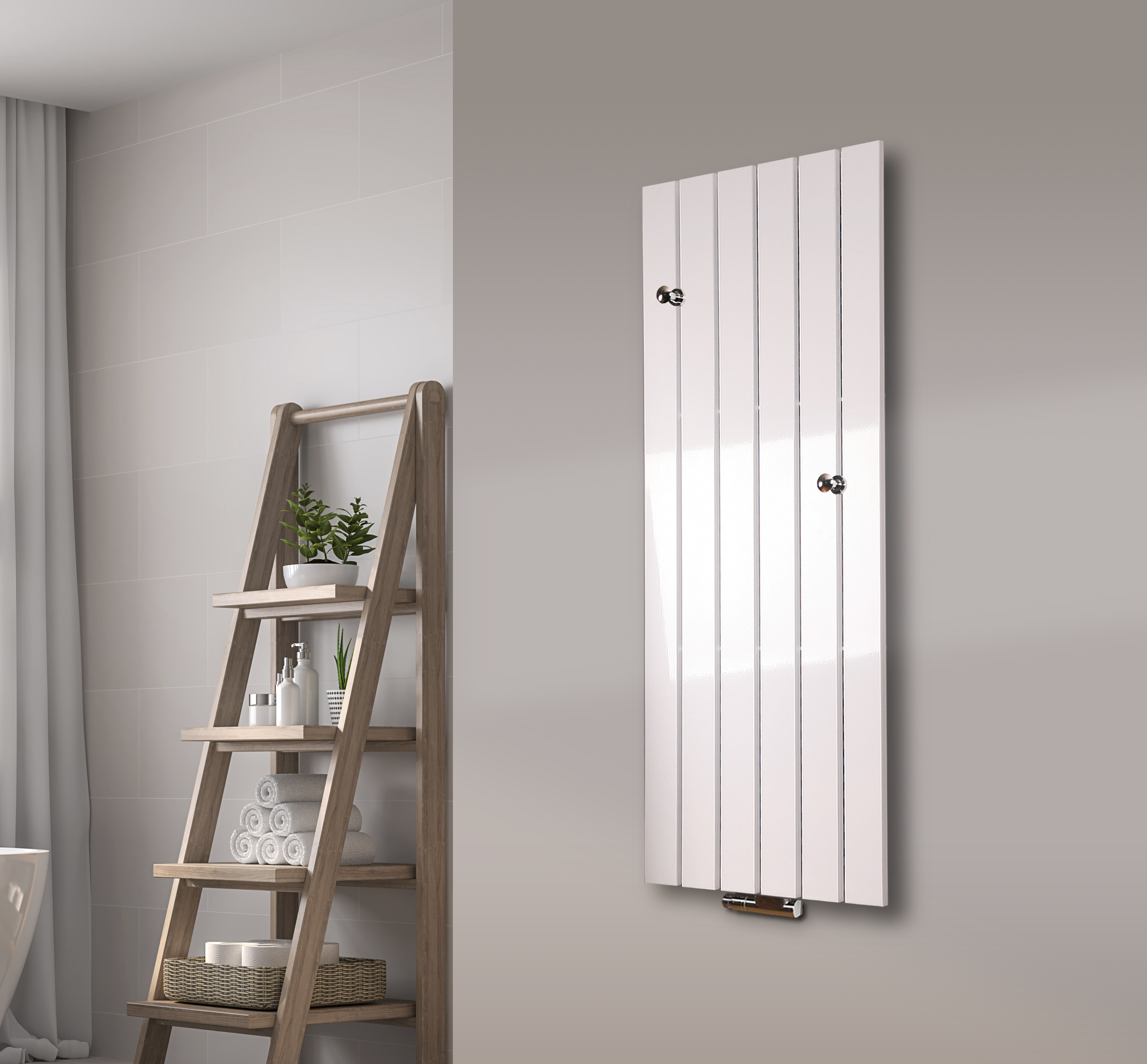 BADHEIZKÖRPER Design Peking 2 120x47cm 799 Watt weiß (+ 2 Knopfhalter) SZAGATO Designheizkörper Handtuchheizkörper mit Mittelanschluss Handtuchwärmer