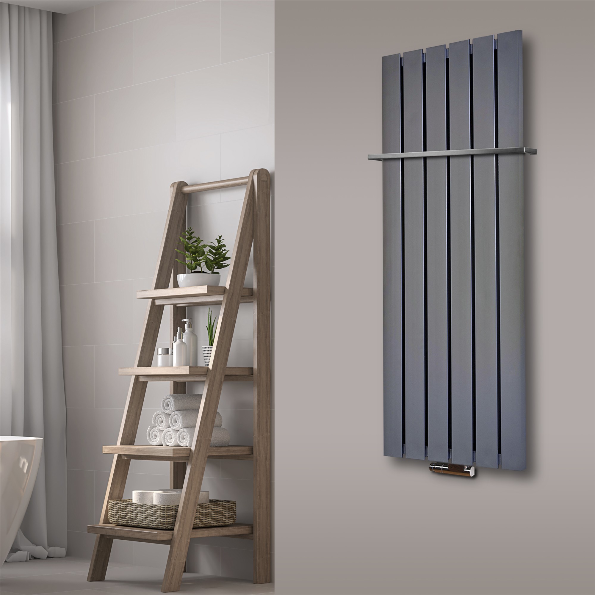 BADHEIZKÖRPER Design Peking 2 120x47cm 799 Watt Edelstahloptik + (+1 Halter 15mm) SZAGATO Handtuchheizkörper mit Mittelanschluss Handtuchwärmer