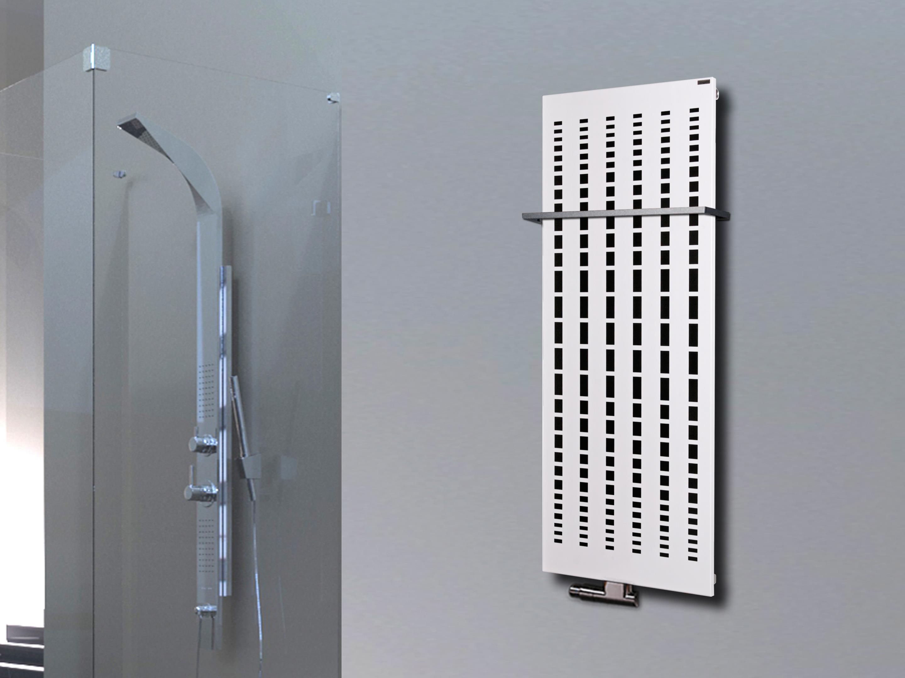 BADHEIZKÖRPER Design broken Mirror 2 120x47cm 799 Watt weiß +1 Halter 15mm SZAGATO Designheizkörper Handtuchheizkörper Mittelanschluss Handtuchwärmer