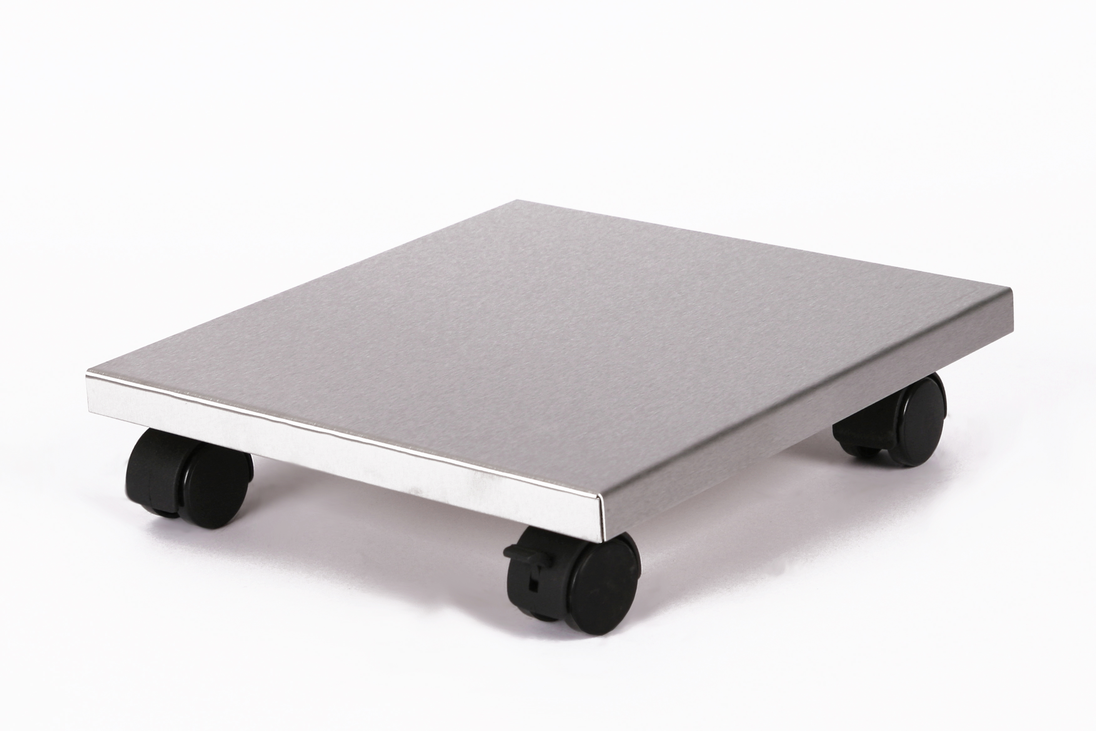 Rollbrett Pflanzenroller 30x30cm Edelstahl 100kg Bürorollen + Bremse SZAGATO Made in Germany Blumenuntersetzer Möbelroller Outdoor Blumenroller