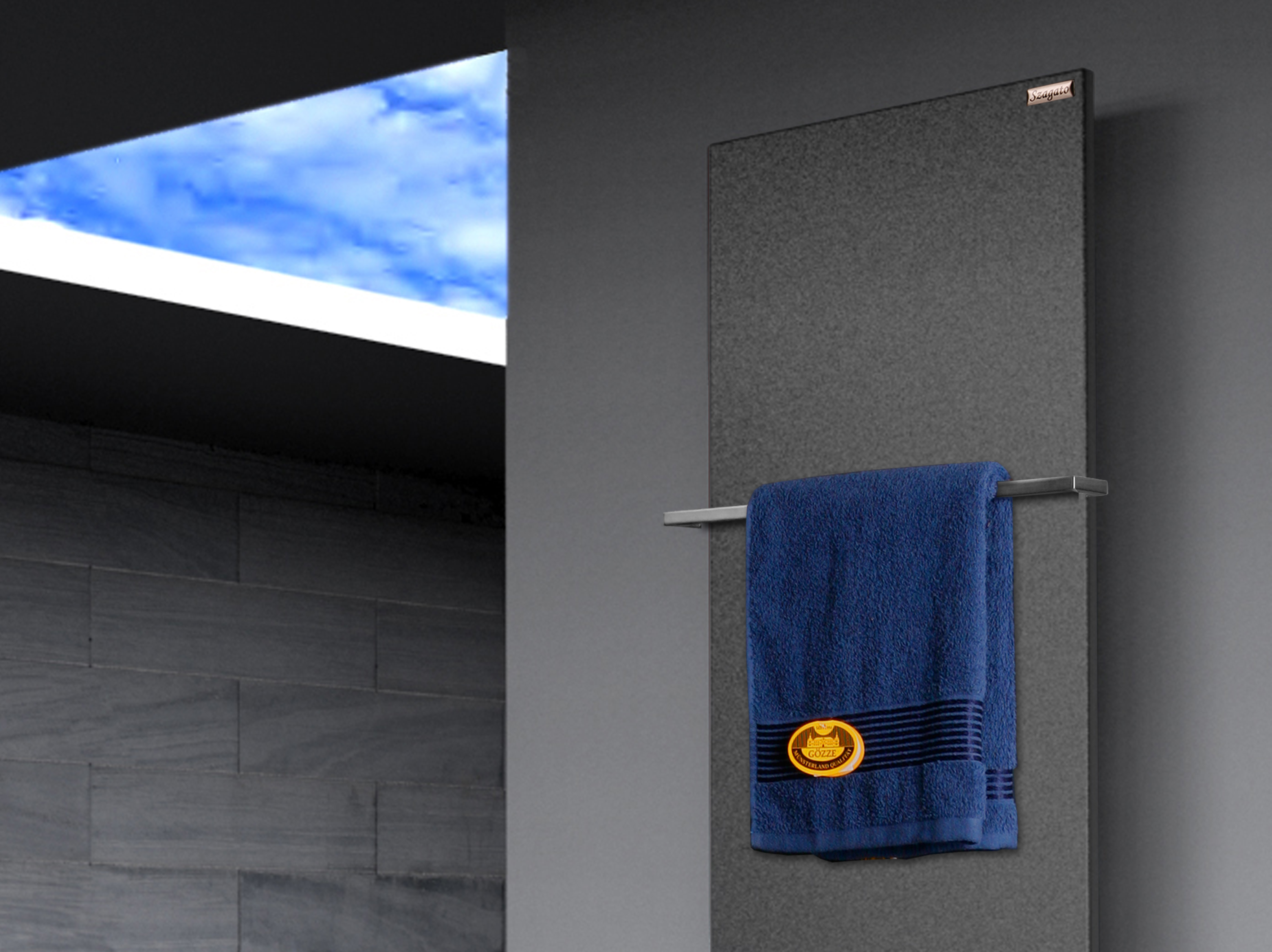 BADHEIZKÖRPER Design Mirror Steel 3 180x47cm 1118 Watt anthrazit - moonstone (+1 Halter 15mm) SZAGATO Designheizkörper Mittelanschluss Handtuchwärmer