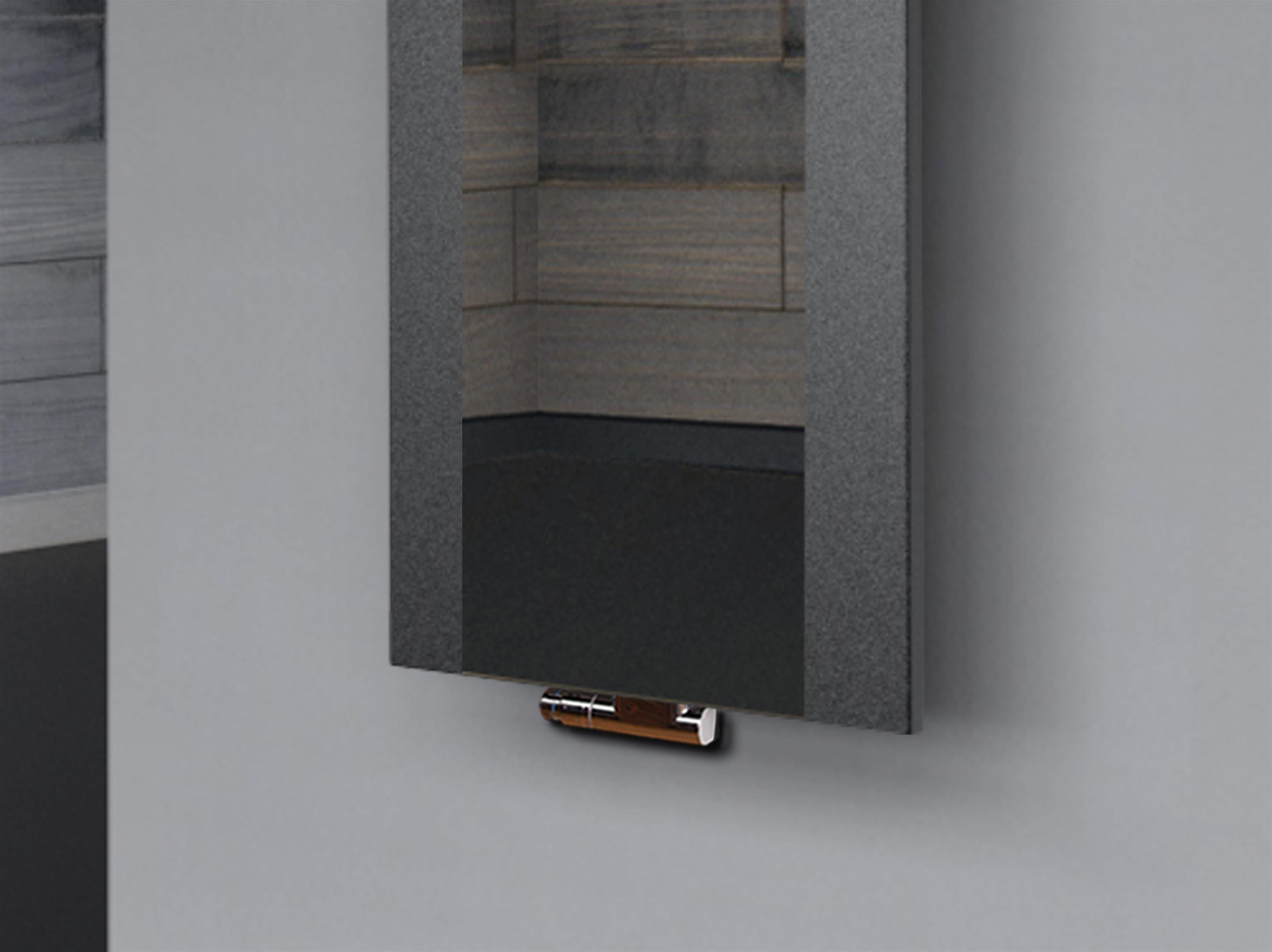 BADHEIZKÖRPER mit Spiegel Design Singapur 2 120x47cm 799 Watt anthrazit - moon SZAGATO Design Handtuchheizkörper mit Mittelanschluss Handtuchwärmer